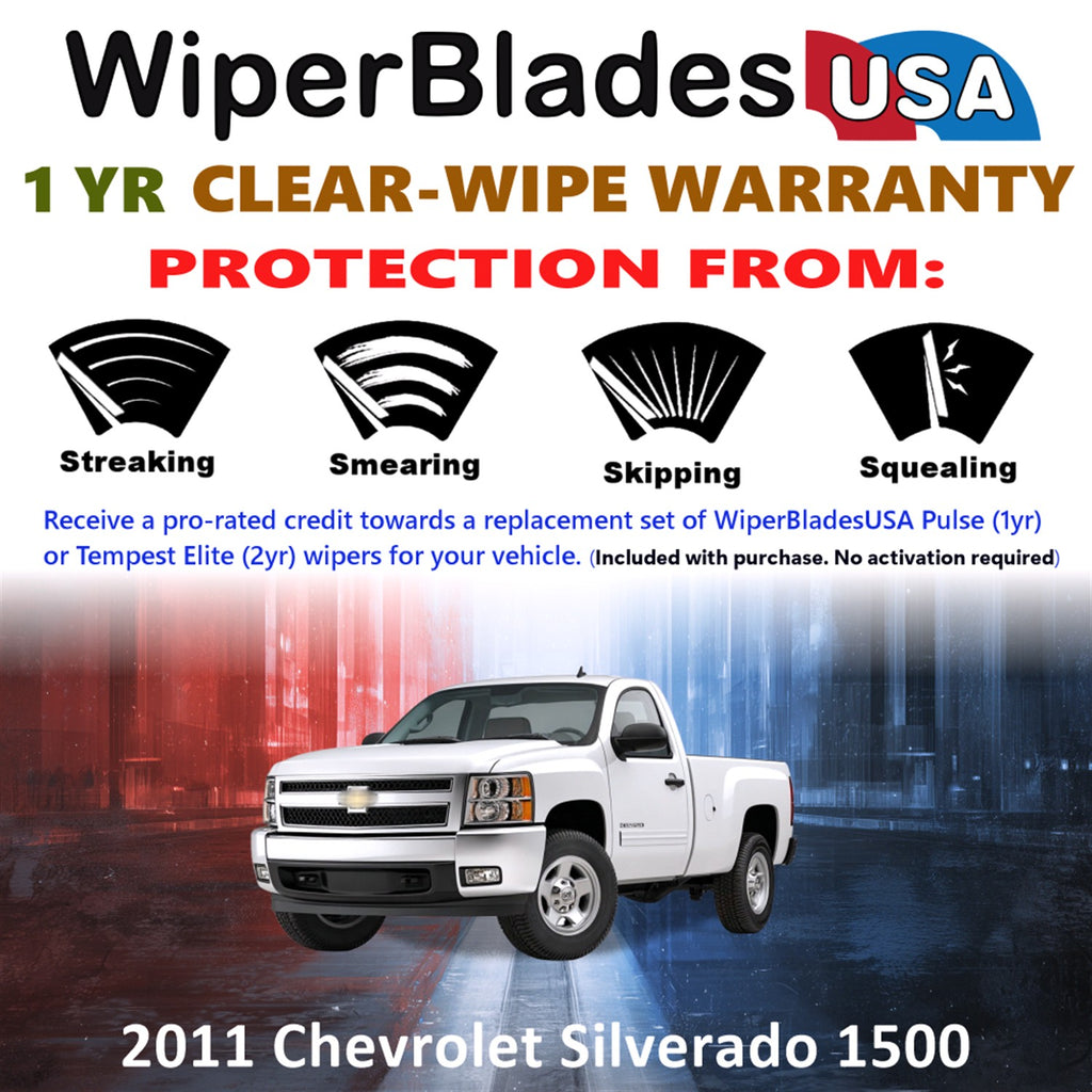 2011 Chevrolet Silverado 1500 Front Wiper blades Set Includes 1yr Wear Warranty & Free Delivery