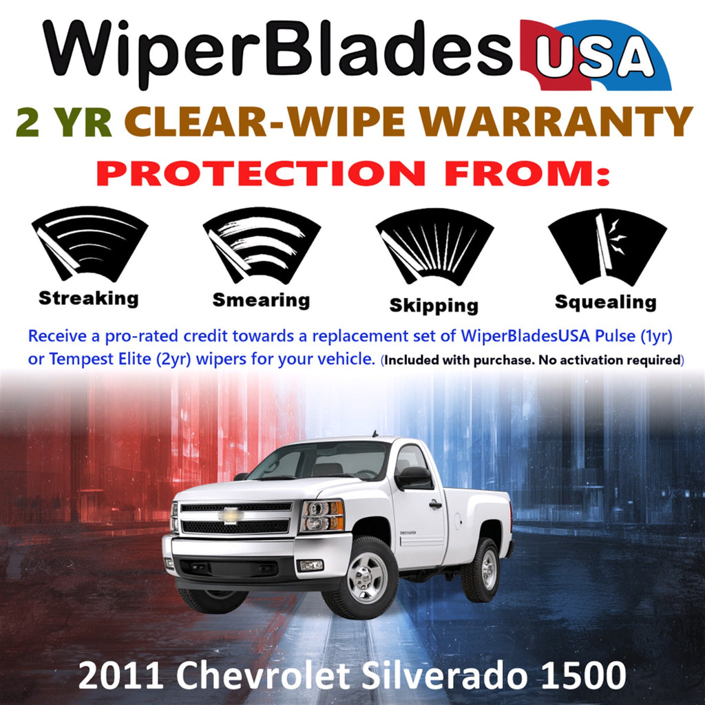 2011 Chevrolet Silverado 1500 Front Wiper blades Set  Includes 2yr Wear Warranty & Free Delivery