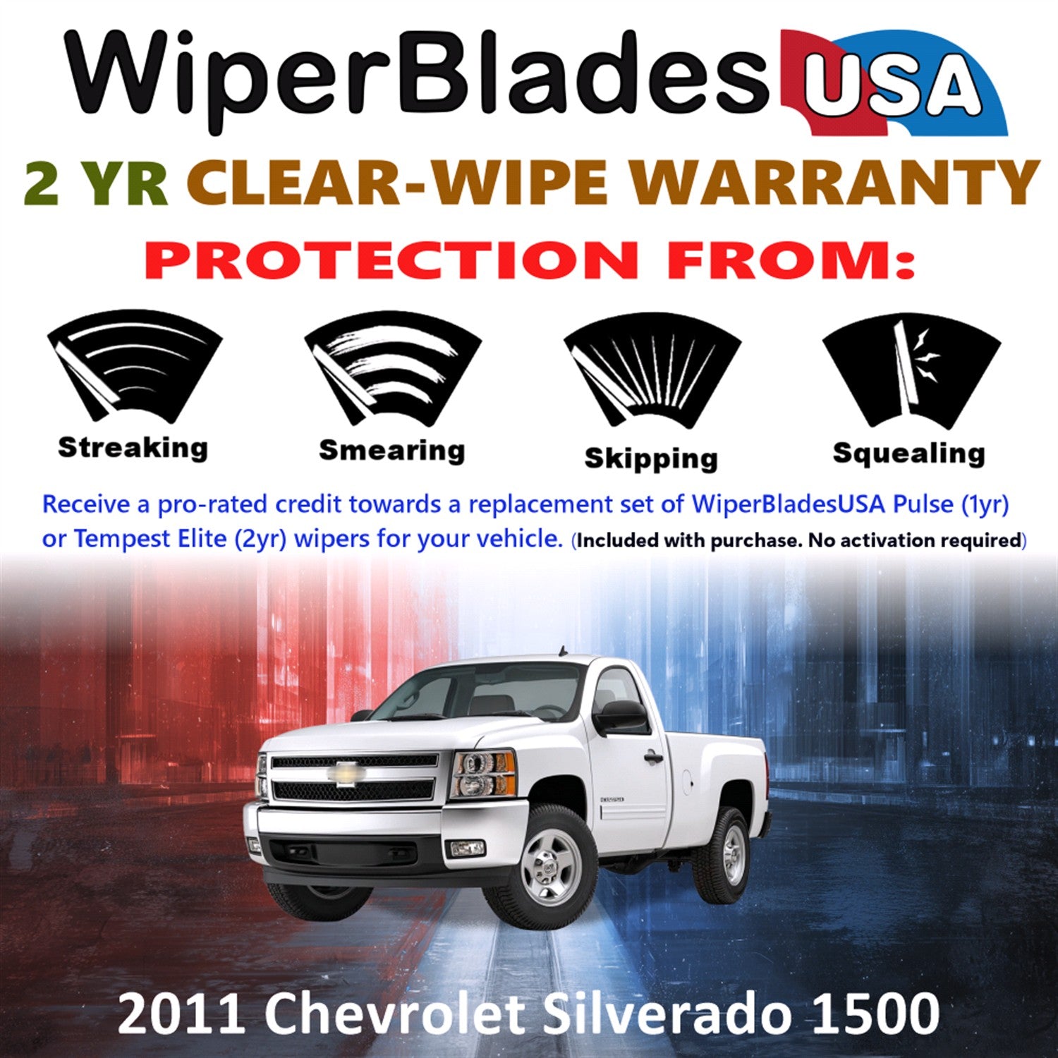 2011 Chevrolet Silverado 1500 Front Wiper blades Set  Includes 2yr Wear Warranty & Free Delivery