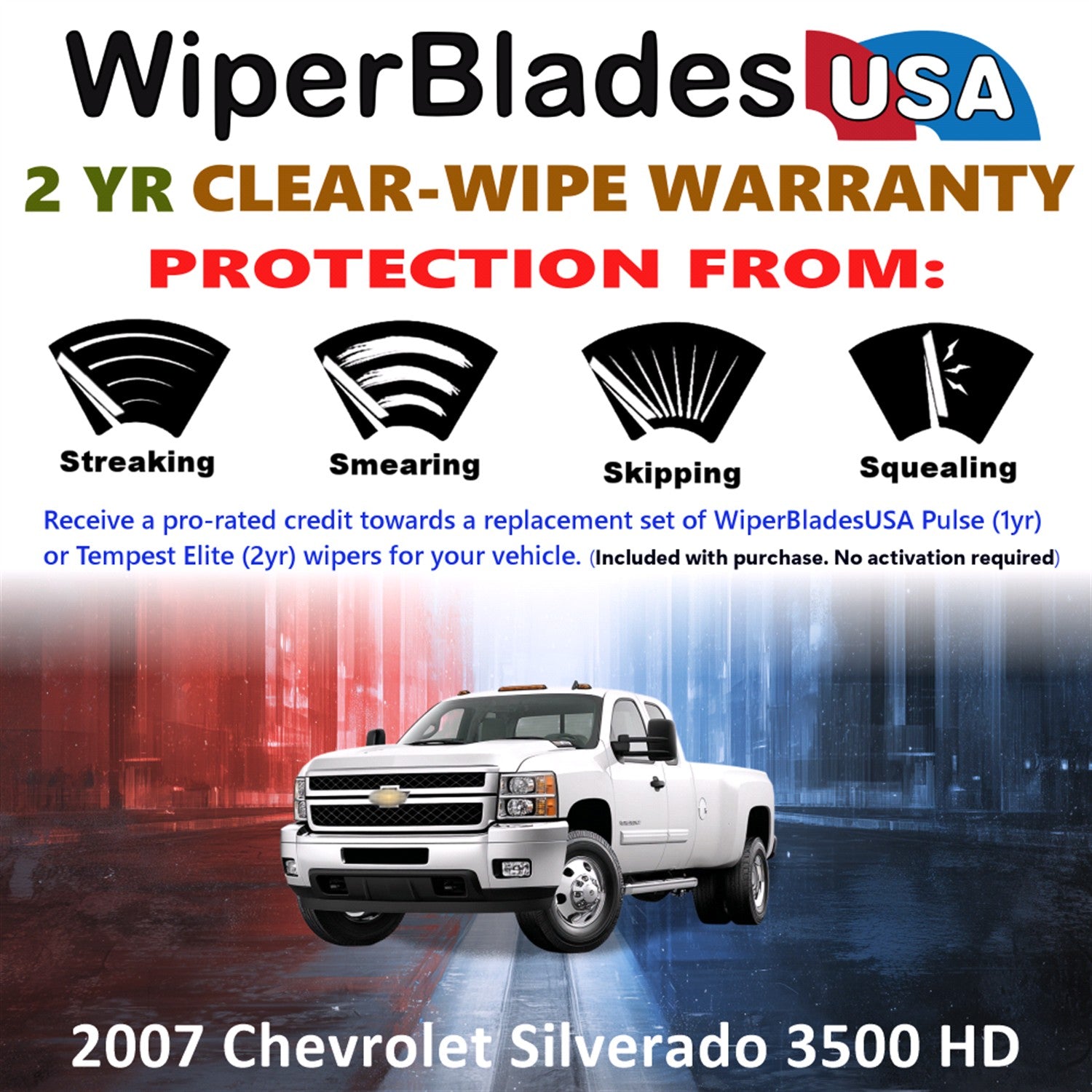 2007 Chevrolet Silverado 3500 HD Front Wiper blades Set  Includes 2yr Wear Warranty & Free Delivery