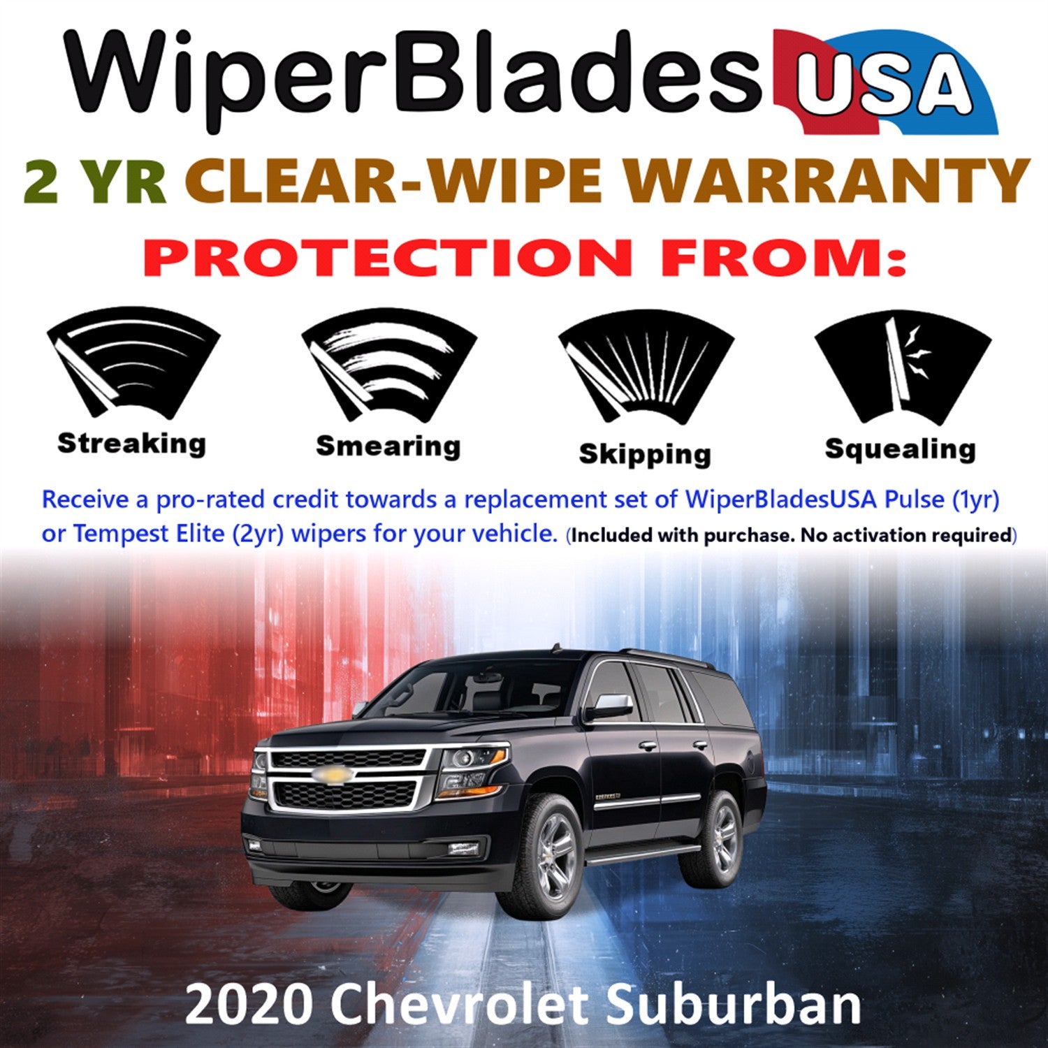 2020 Chevrolet Suburban Front Wiper blades Set  Includes 2yr Wear Warranty & Free Delivery