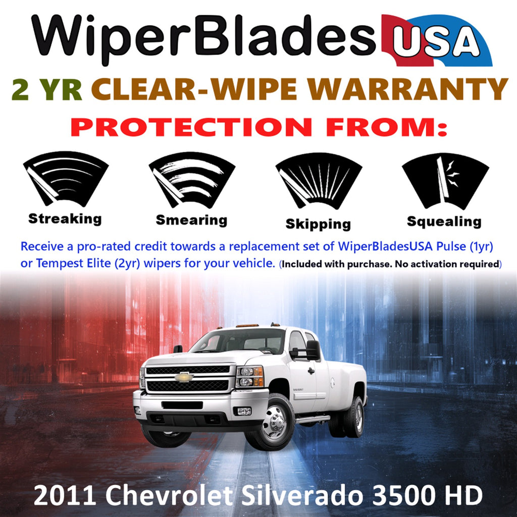 2011 Chevrolet Silverado 3500 HD Front Wiper blades Set  Includes 2yr Wear Warranty & Free Delivery