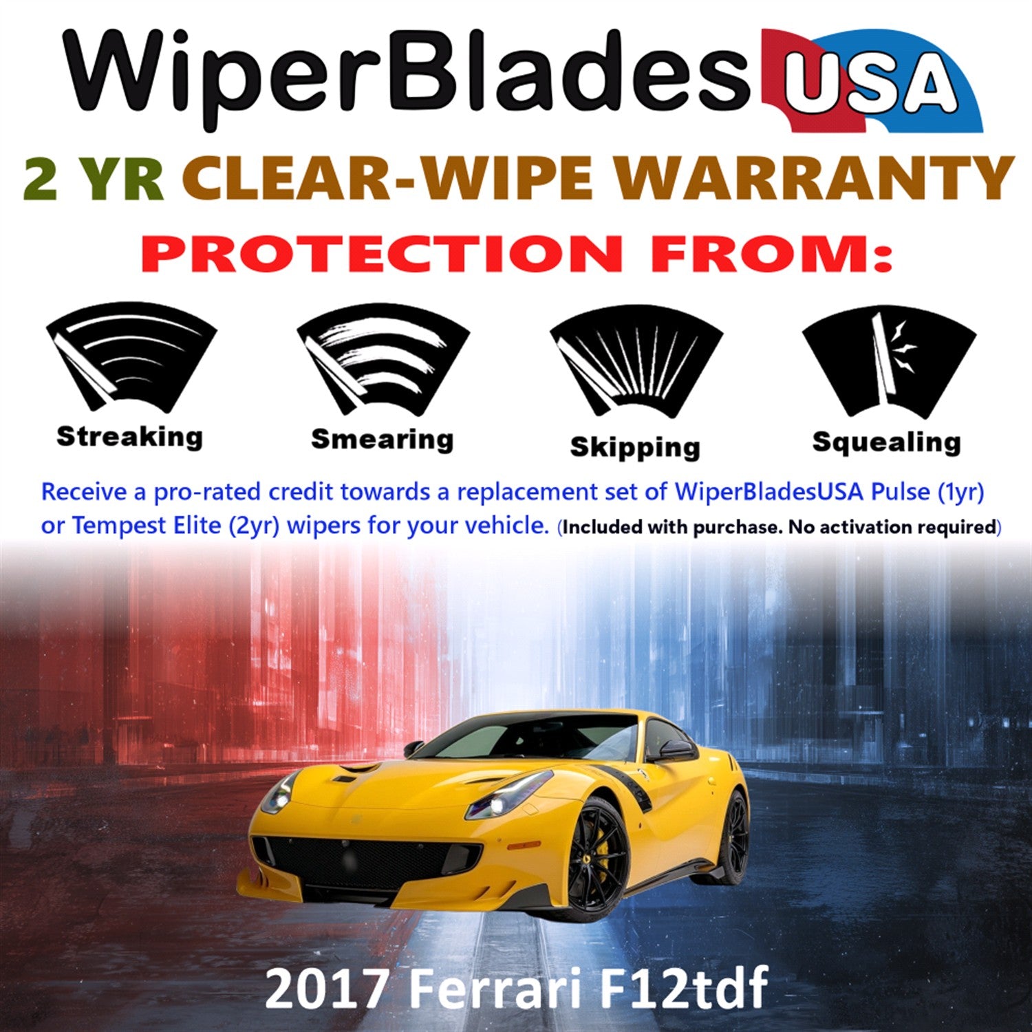 2017 Ferrari F12tdf Front Wiper blades Set  Includes 2yr Wear Warranty & Free Delivery