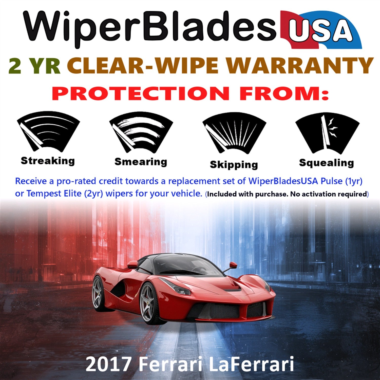 2017 Ferrari LaFerrari Front Wiper blades Set  Includes 2yr Wear Warranty & Free Delivery