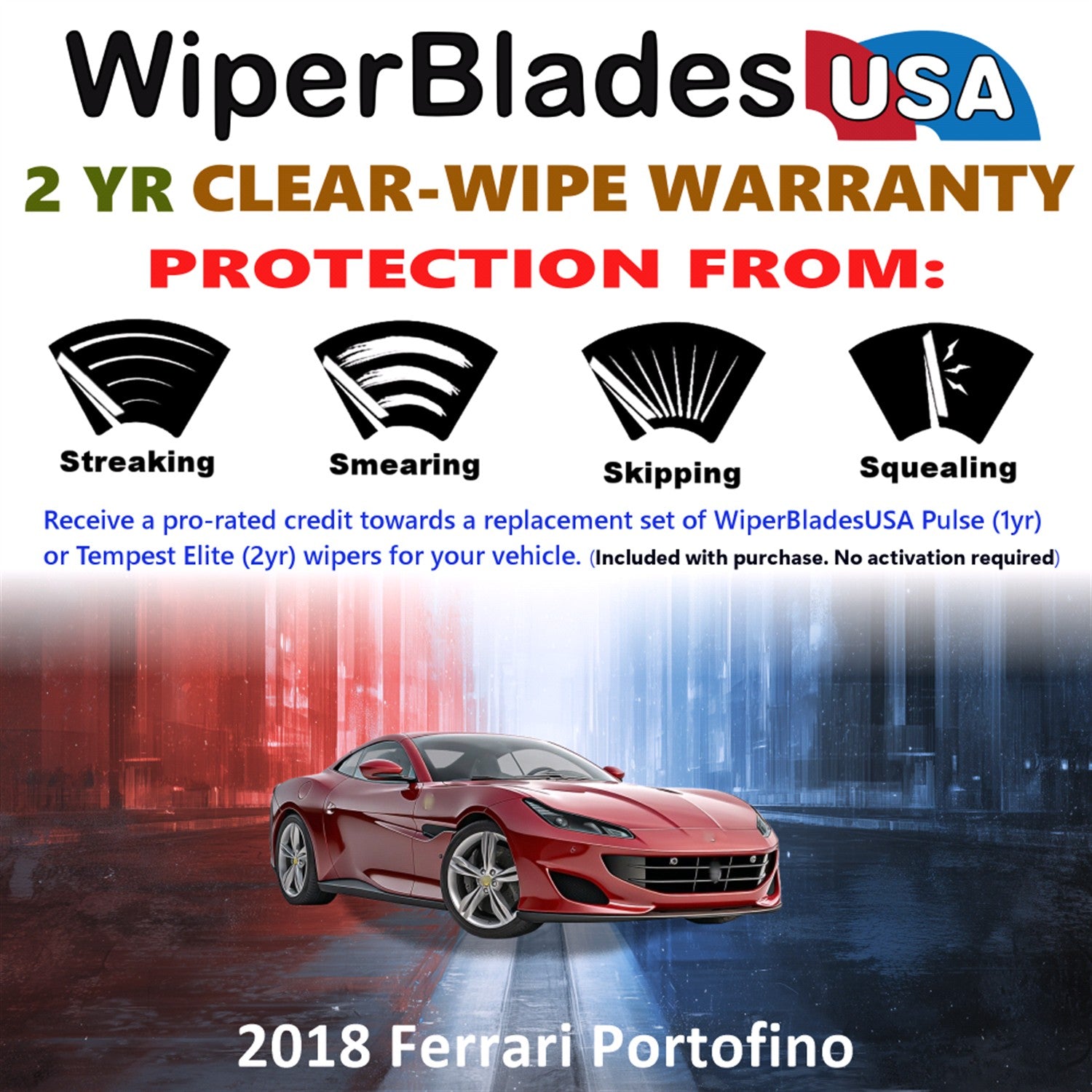 2018 Ferrari Portofino Front Wiper blades Set  Includes 2yr Wear Warranty & Free Delivery
