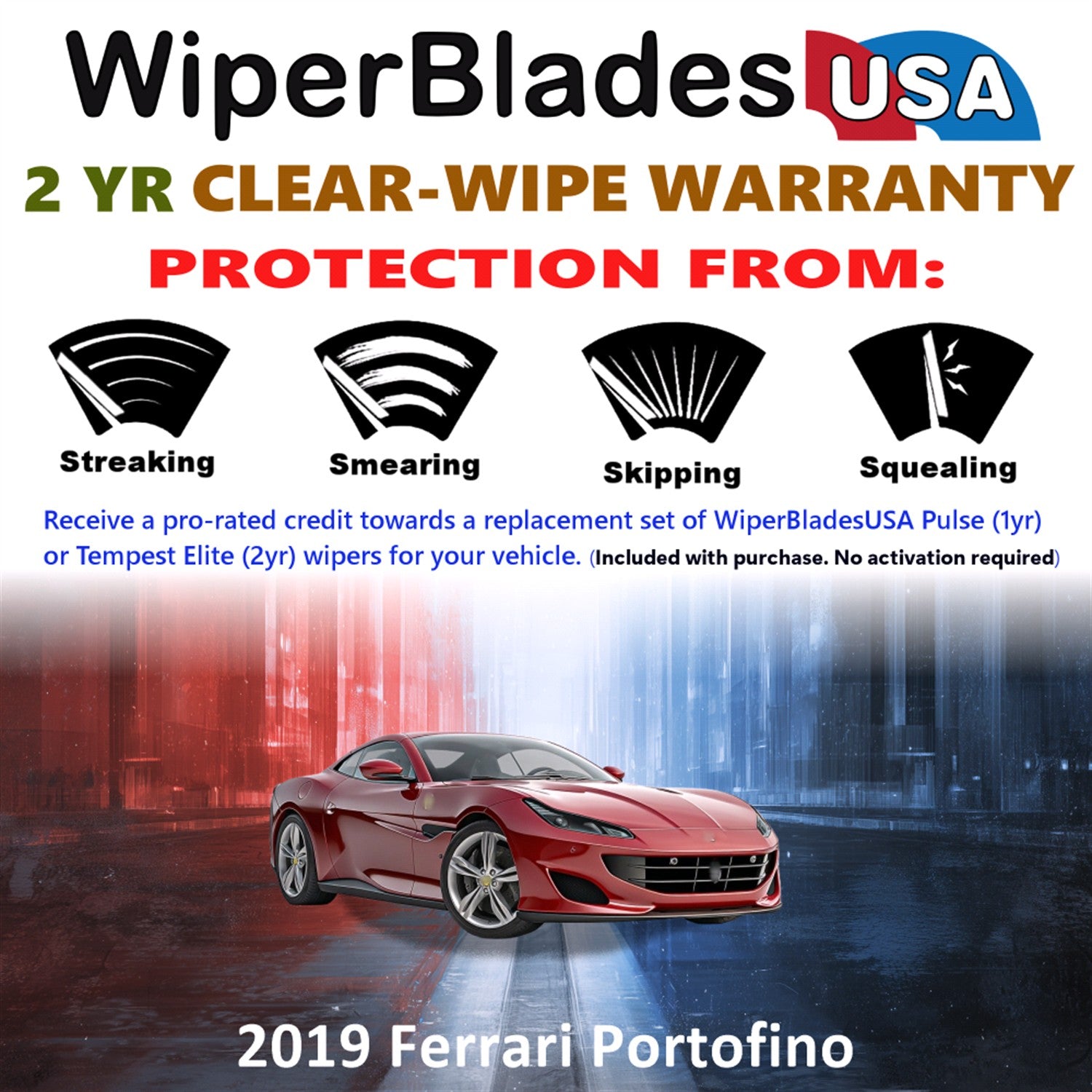 2019 Ferrari Portofino Front Wiper blades Set  Includes 2yr Wear Warranty & Free Delivery