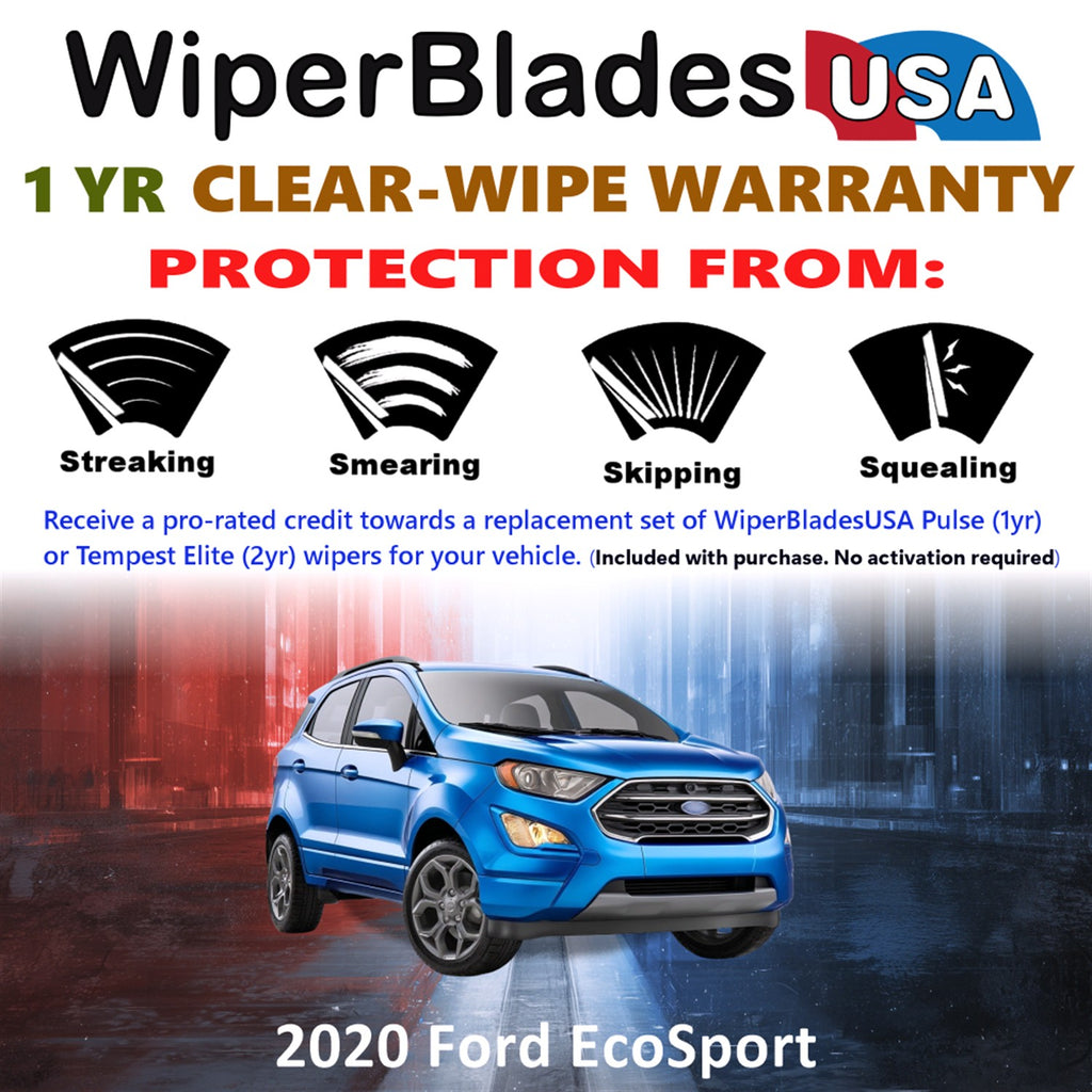 2020 Ford EcoSport Front w/Rear Wiper blades Set Includes 1yr Wear Warranty & Free Delivery
