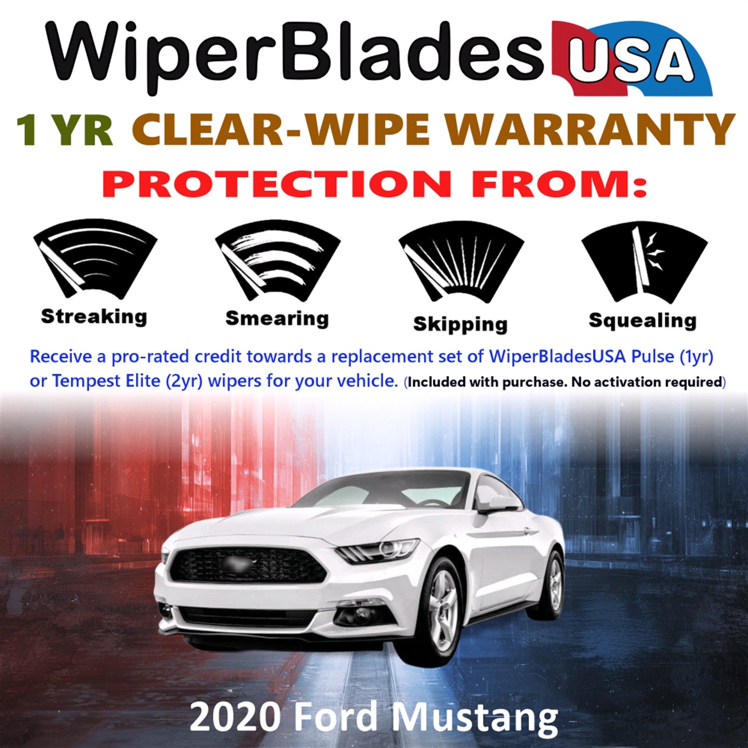 2020 Ford Mustang Front Wiper blades Set Includes 1yr Wear Warranty & Free Delivery