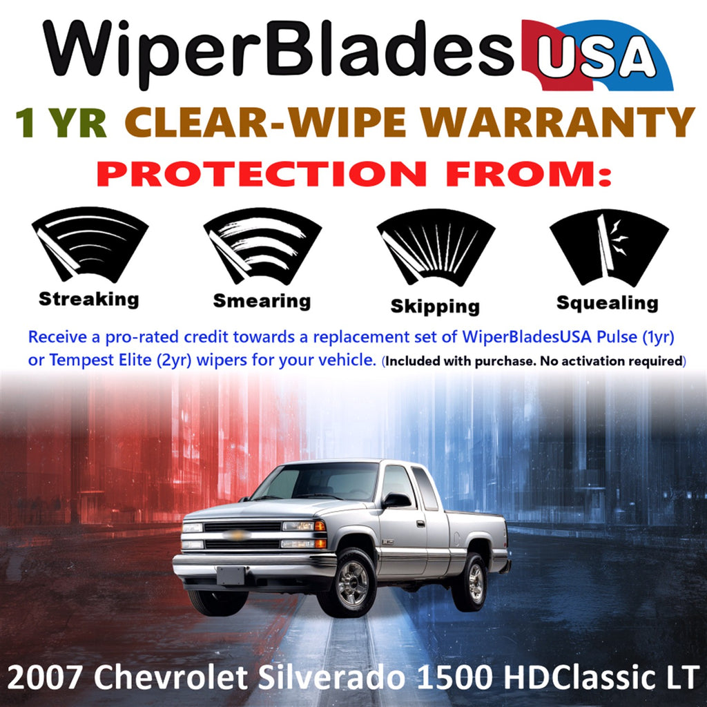 2007 Chevrolet Silverado 1500 HD Classic LT Front Wiper blades Set Includes 1yr Wear Warranty & Free Delivery
