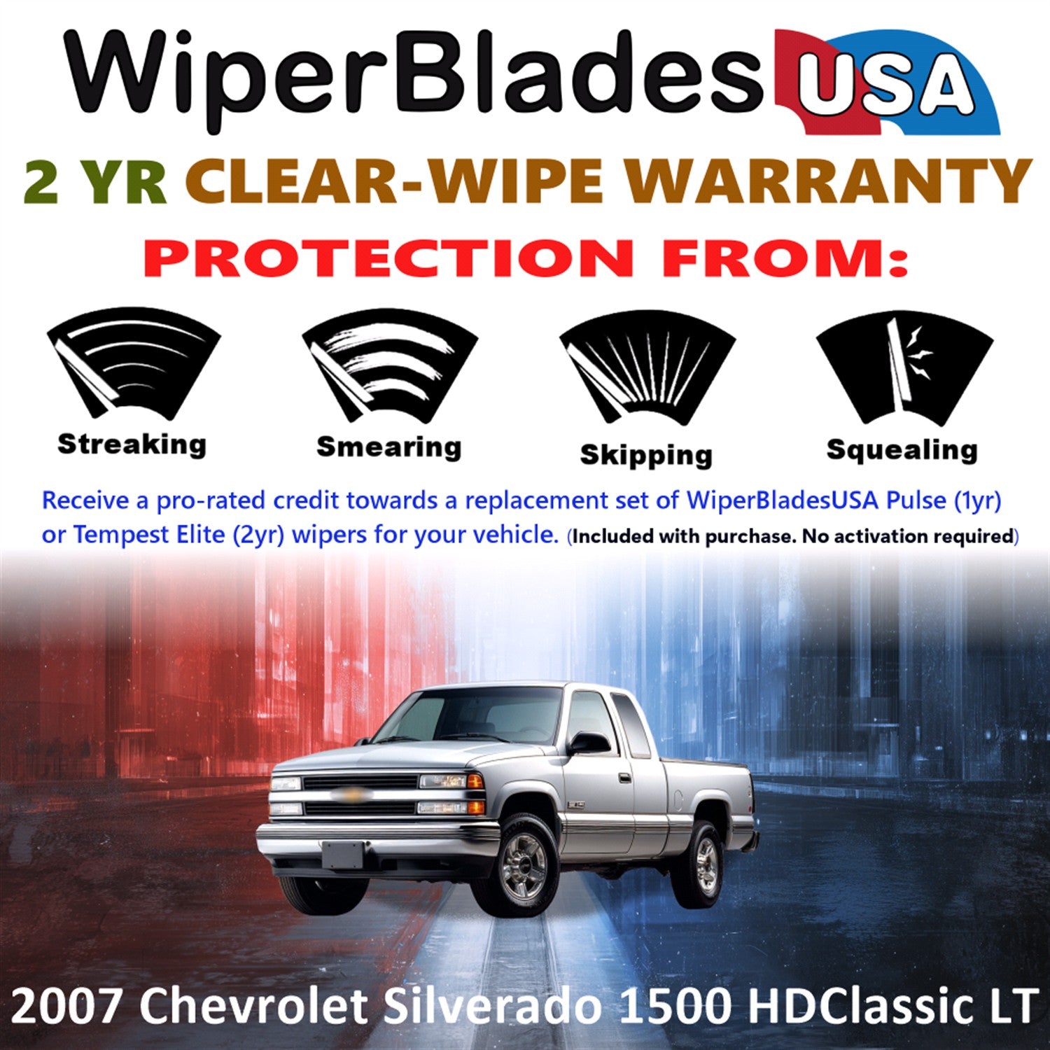 2007 Chevrolet Silverado 1500 HD Classic LT Front Wiper blades Set  Includes 2yr Wear Warranty & Free Delivery
