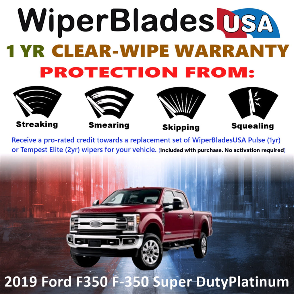 2019 Ford F350 F-350 Super Duty Platinum Front Wiper blades Set Includes 1yr Wear Warranty & Free Delivery