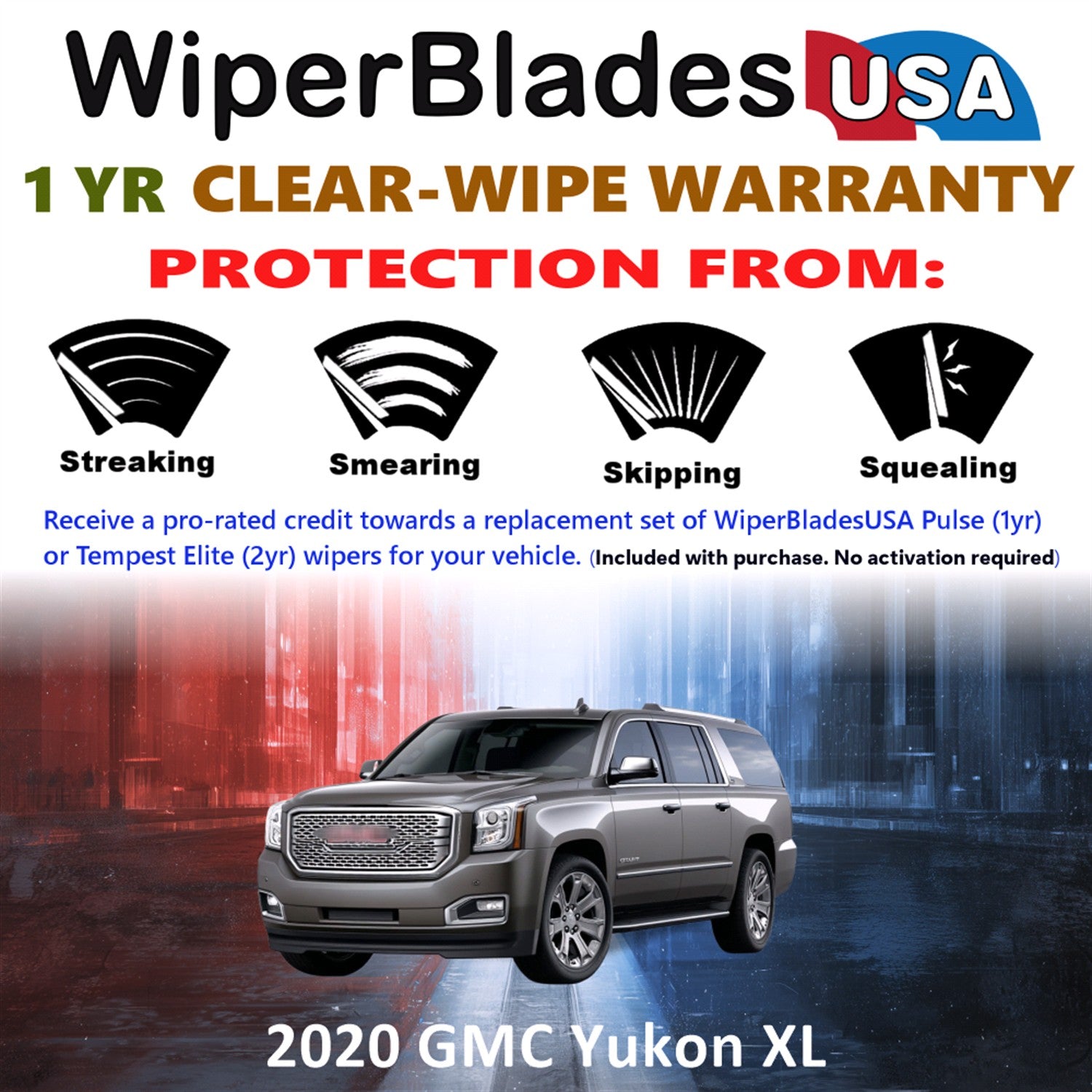 2020 GMC Yukon XL Front Wiper blades Set Includes 1yr Wear Warranty & Free Delivery