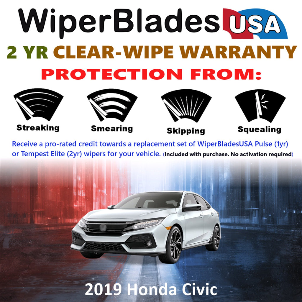 2019 Honda Civic Front w/Rear Wiper blades Set  Includes 2yr Wear Warranty & Free Delivery