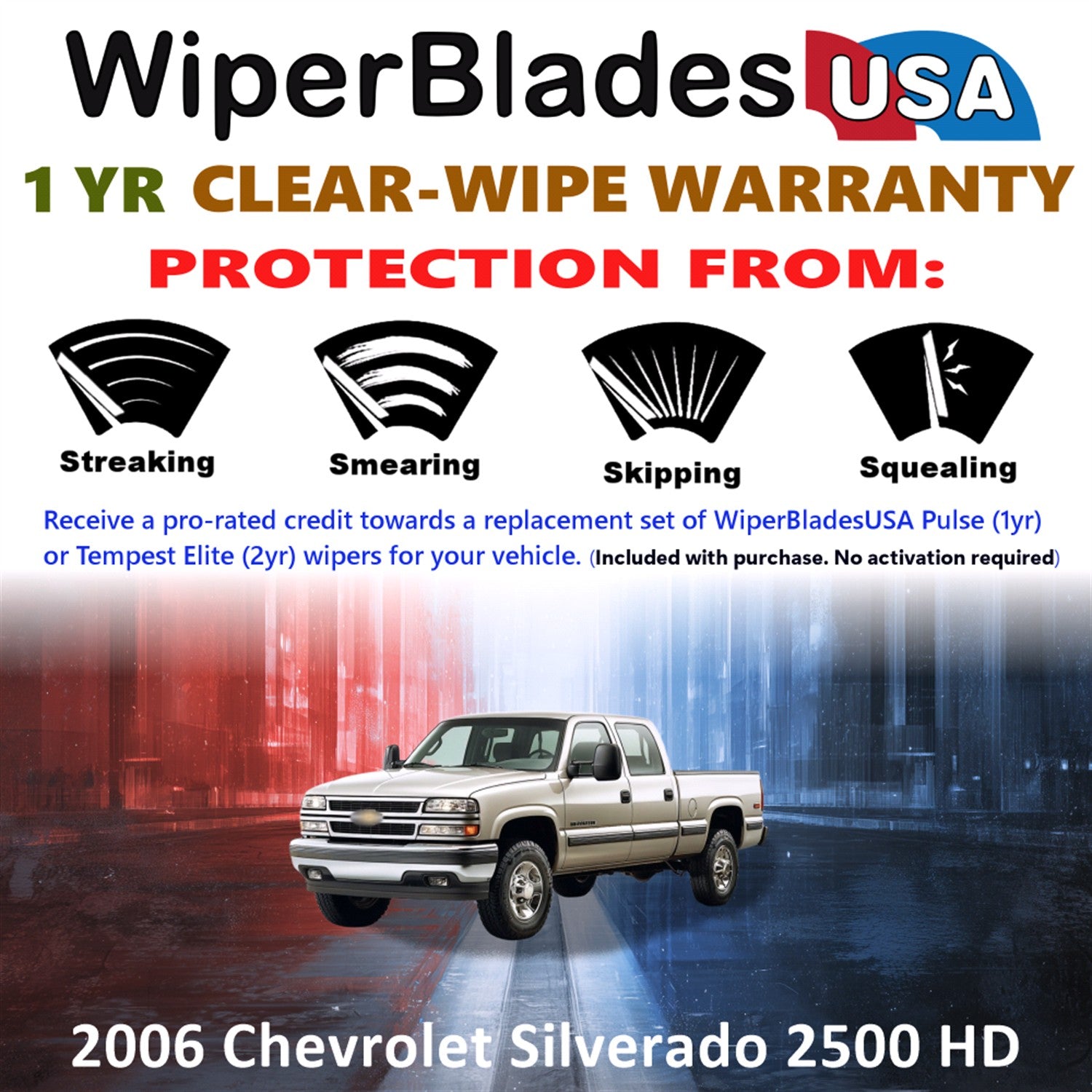 2006 Chevrolet Silverado 2500 HD Front Wiper blades Set Includes 1yr Wear Warranty & Free Delivery