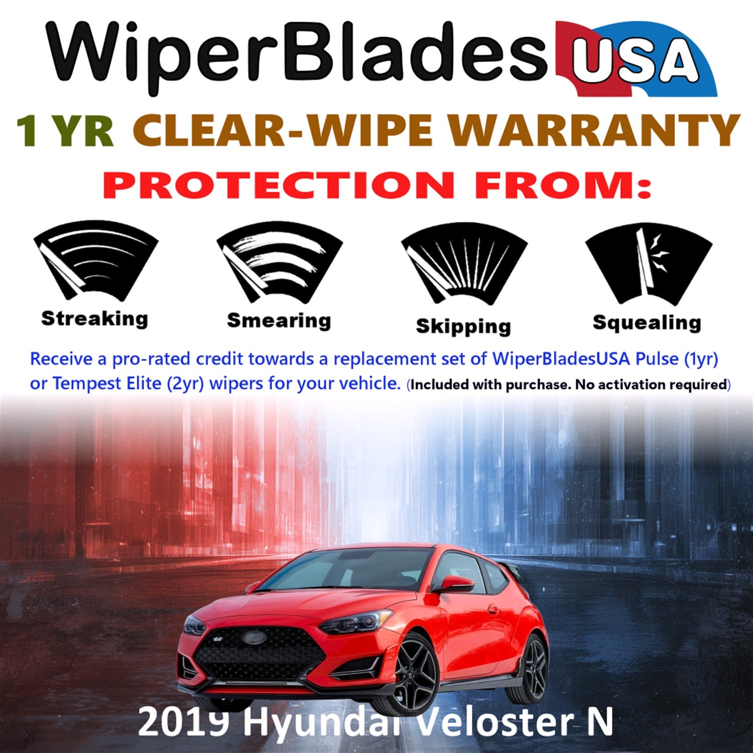2019 Hyundai Veloster N Front Wiper blades Set Includes 1yr Wear Warranty & Free Delivery