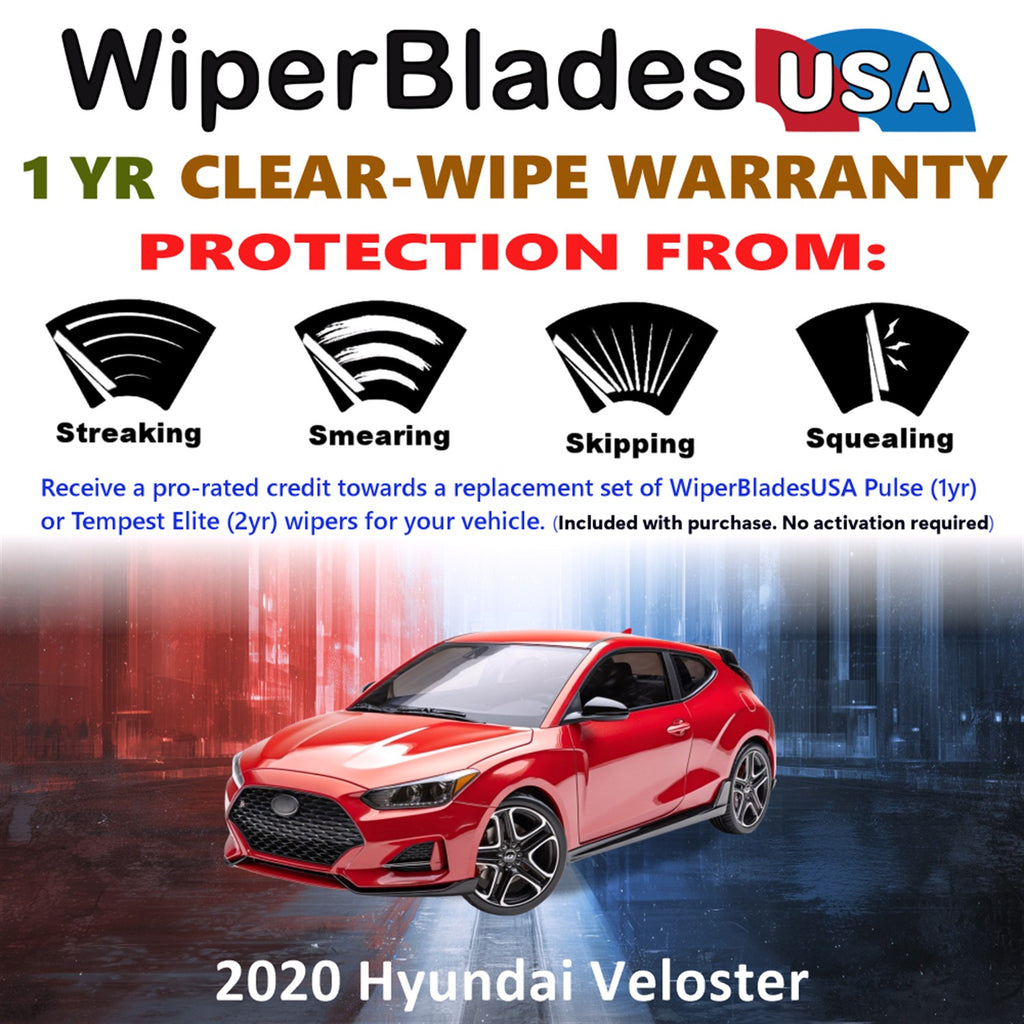 2020 Hyundai Veloster Front Wiper blades Set Includes 1yr Wear Warranty & Free Delivery
