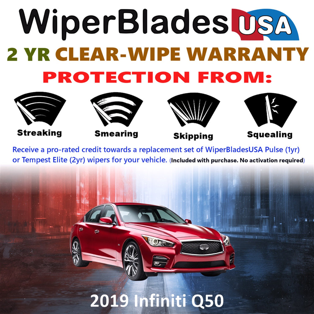 2019 Infiniti Q50 Front Wiper blades Set  Includes 2yr Wear Warranty & Free Delivery