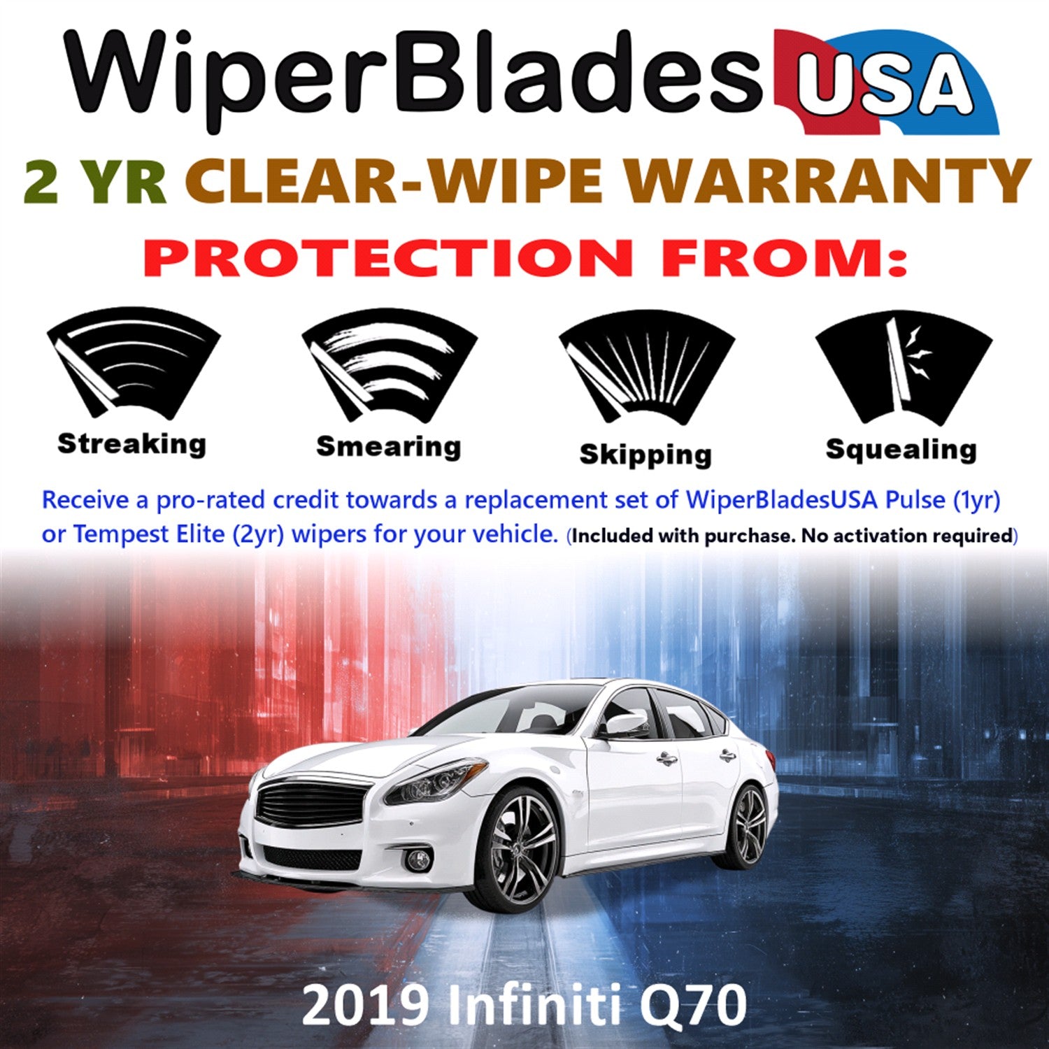 2019 Infiniti Q70 Front Wiper blades Set  Includes 2yr Wear Warranty & Free Delivery