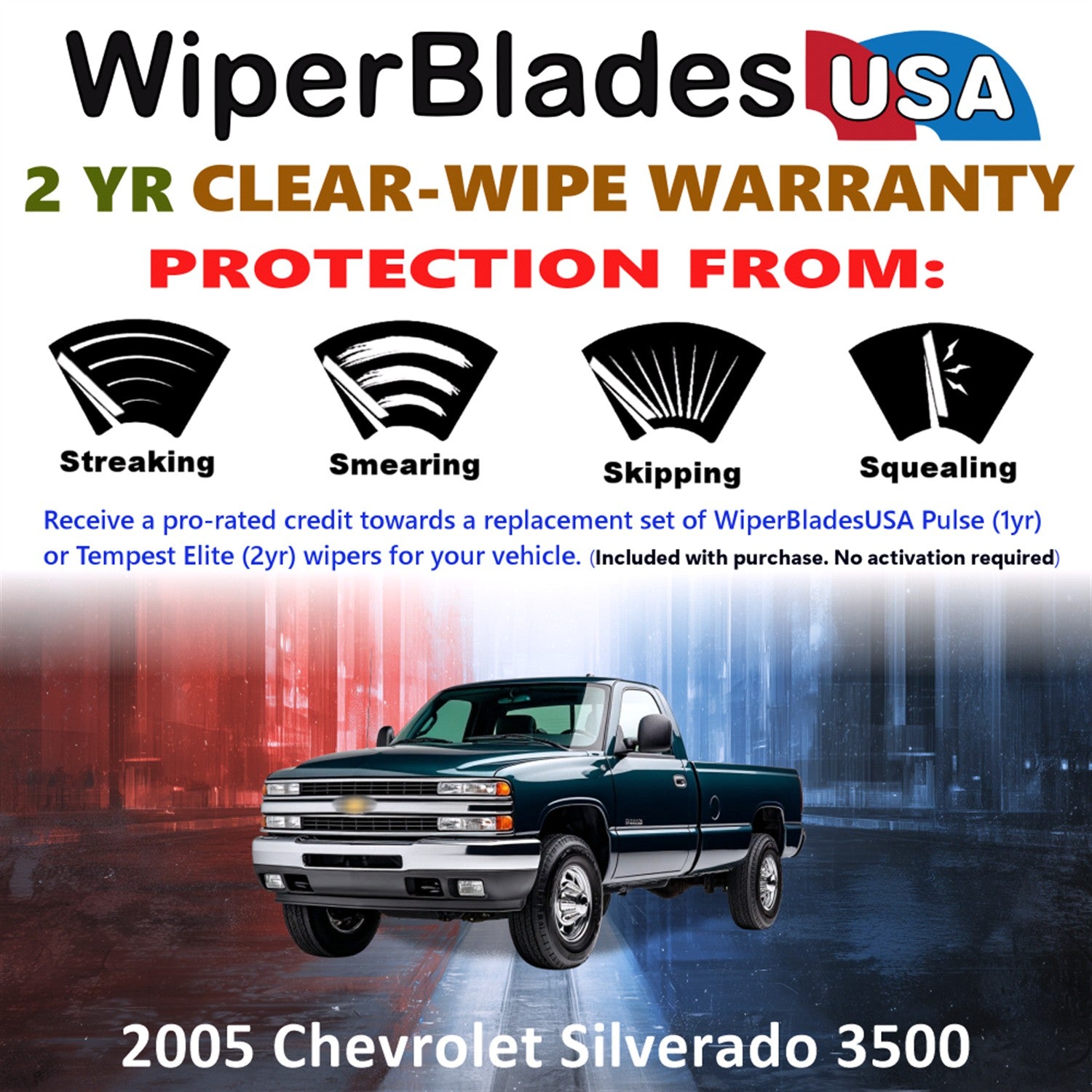 2005 Chevrolet Silverado 3500 Front Wiper blades Set  Includes 2yr Wear Warranty & Free Delivery