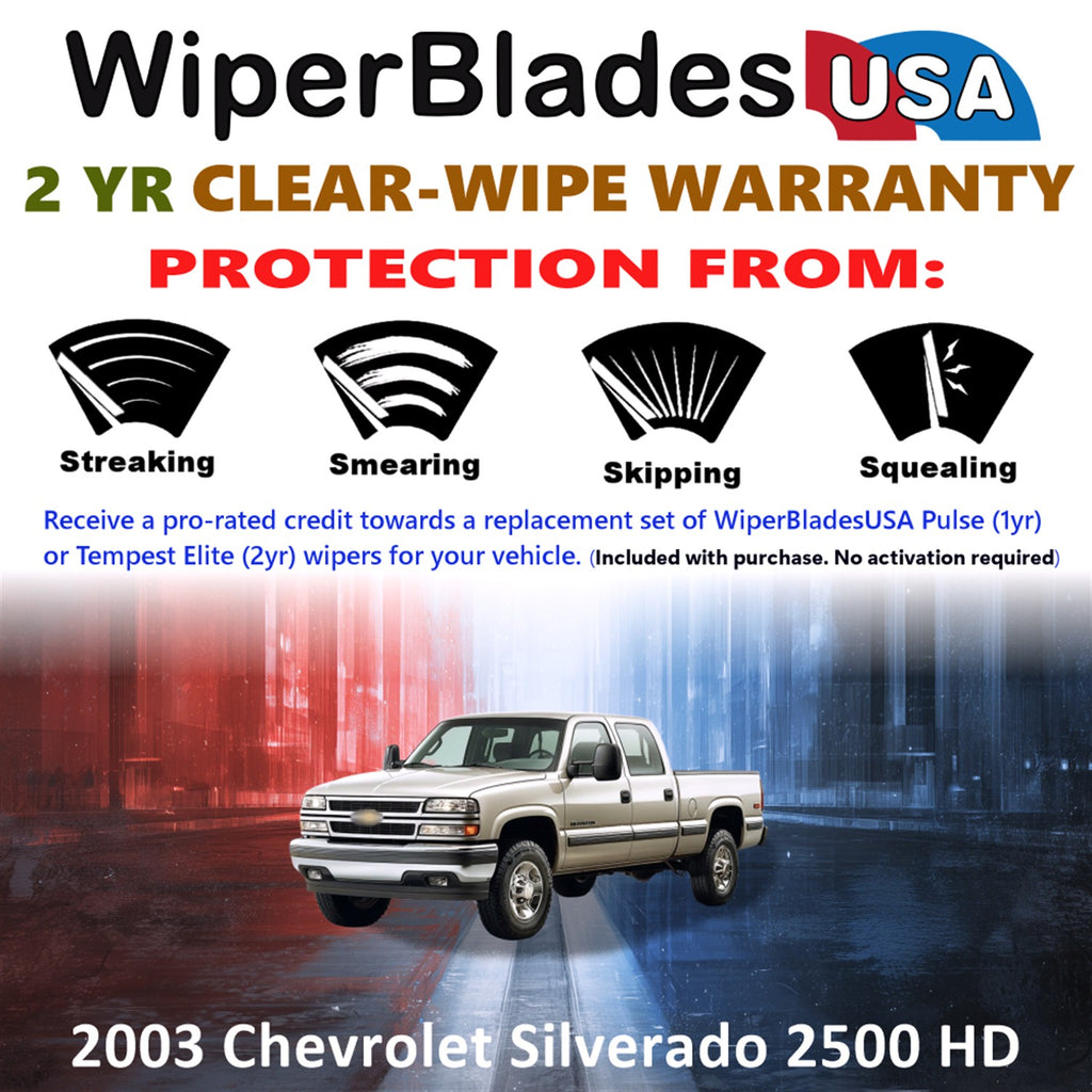2003 Chevrolet Silverado 2500 HD Front Wiper blades Set  Includes 2yr Wear Warranty & Free Delivery