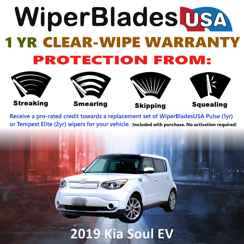 2019 Kia Soul EV Front w/Rear Wiper blades Set Includes 1yr Wear Warranty & Free Delivery