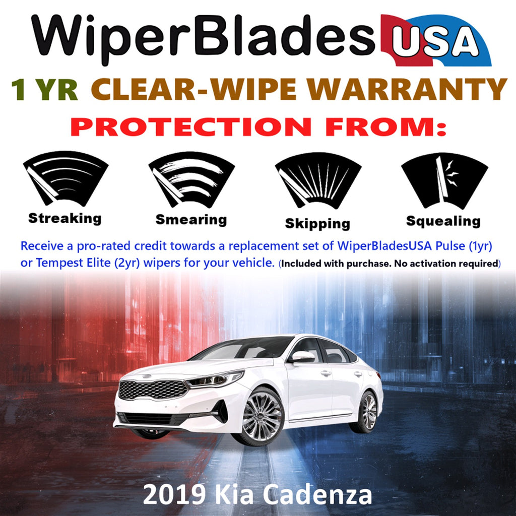 2019 Kia Cadenza Front Wiper blades Set Includes 1yr Wear Warranty & Free Delivery