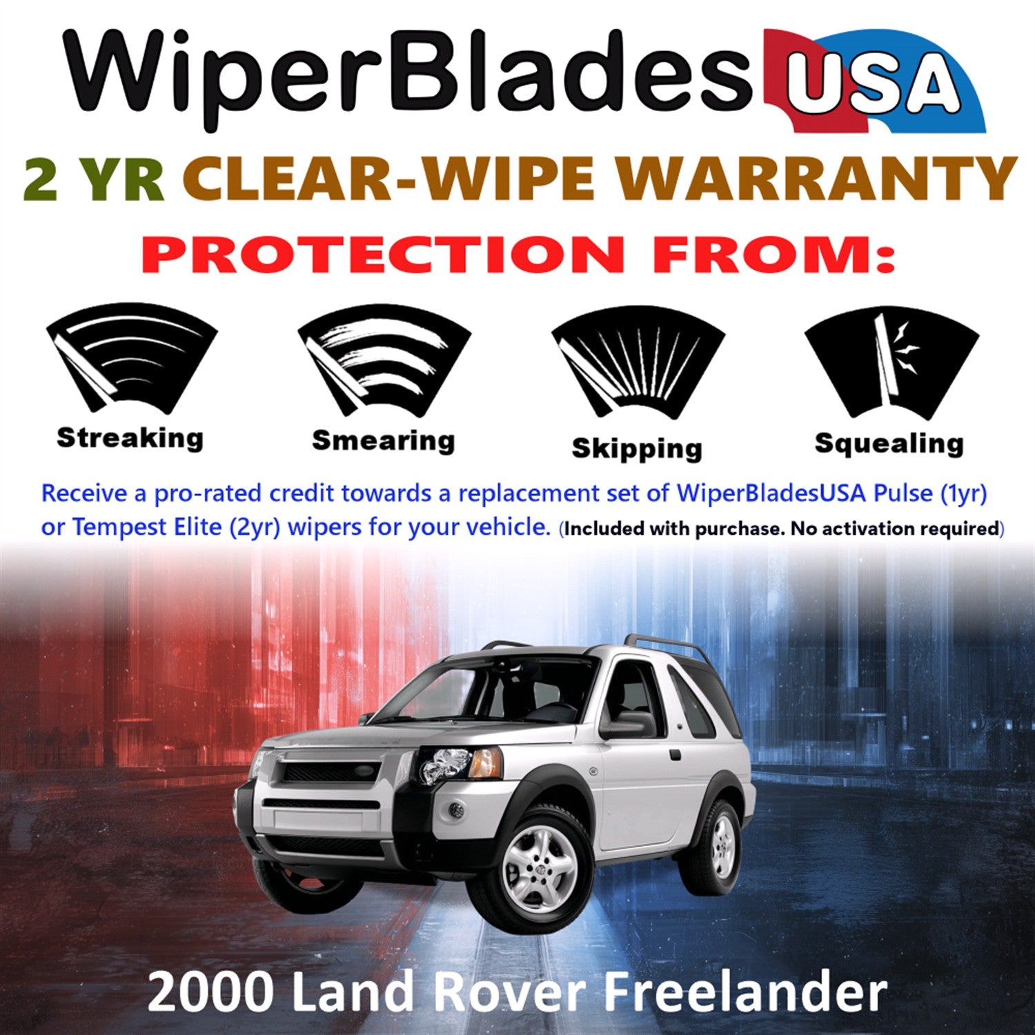 2000 Land Rover Freelander Front Wiper blades Set  Includes 2yr Wear Warranty & Free Delivery