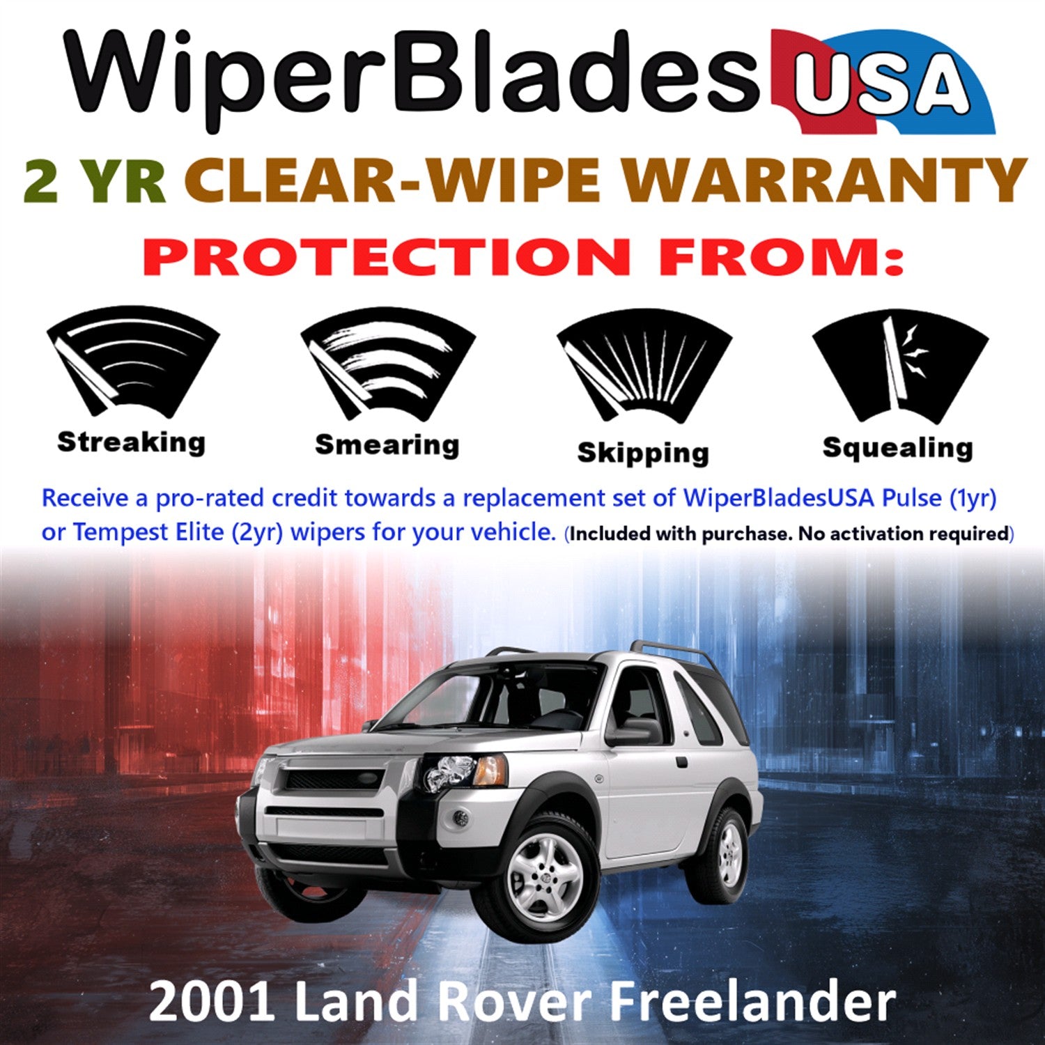 2001 Land Rover Freelander Front Wiper blades Set  Includes 2yr Wear Warranty & Free Delivery