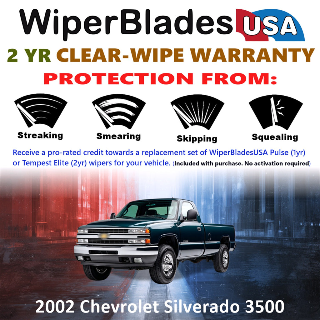 2002 Chevrolet Silverado 3500 Front Wiper blades Set  Includes 2yr Wear Warranty & Free Delivery