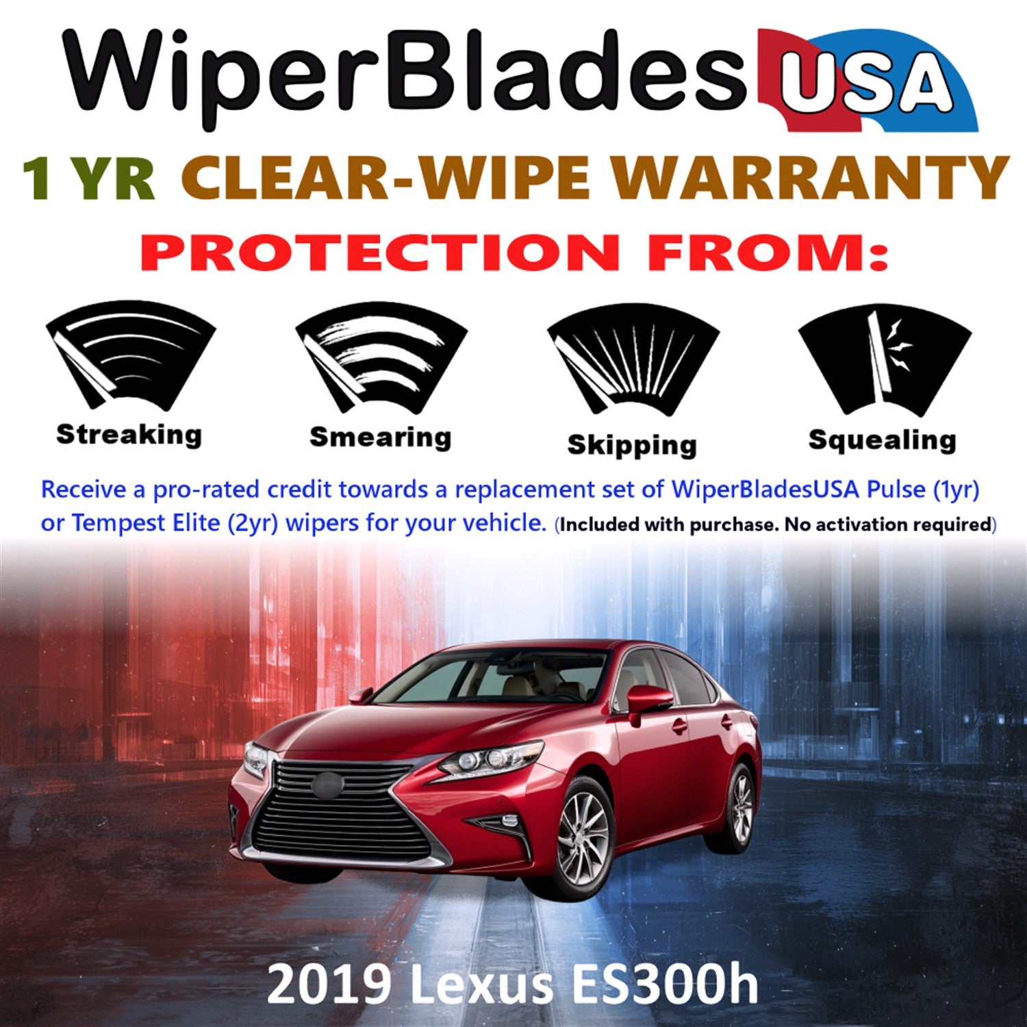 2019 Lexus ES300h Front Wiper blades Set Includes 1yr Wear Warranty & Free Delivery