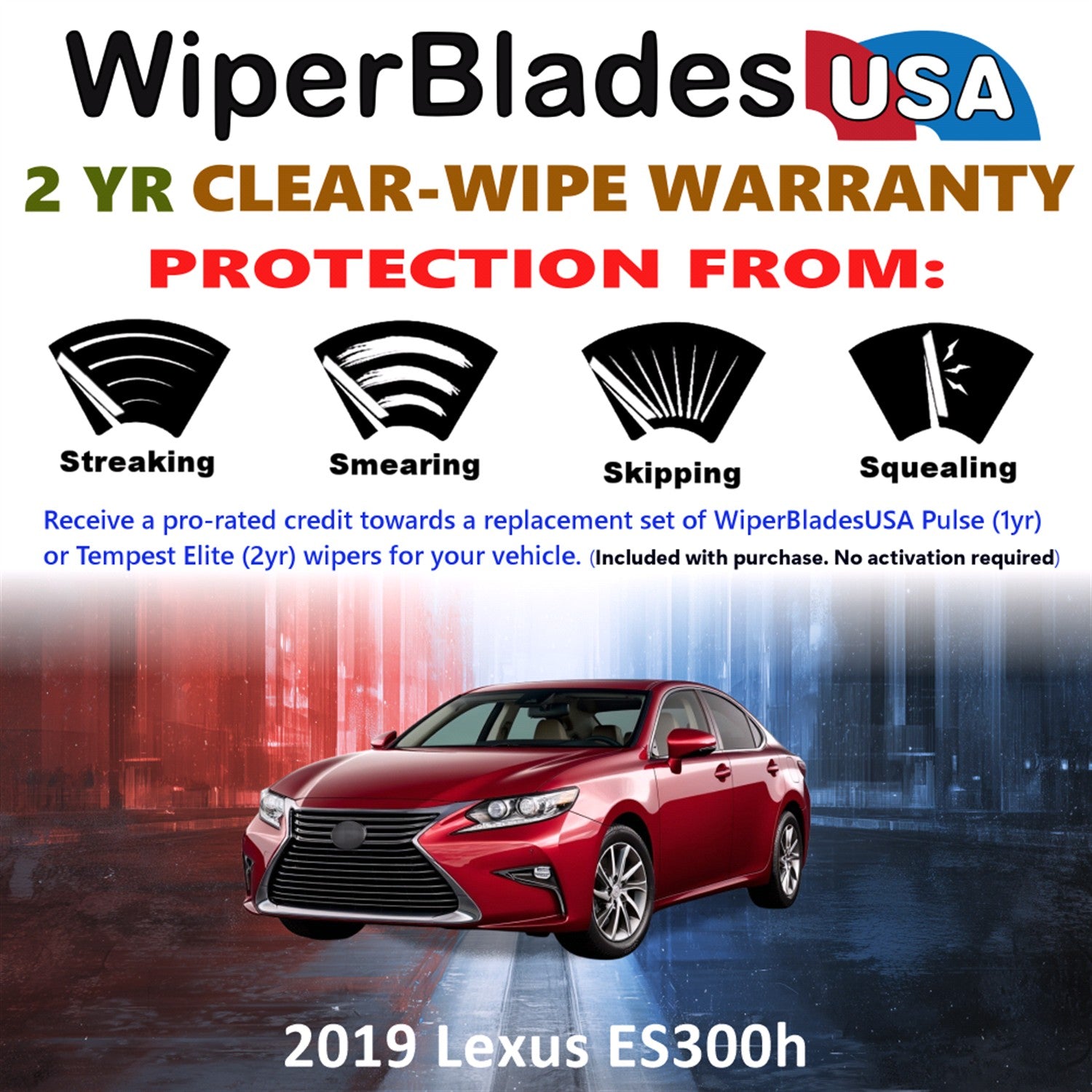 2019 Lexus ES300h Front Wiper blades Set  Includes 2yr Wear Warranty & Free Delivery