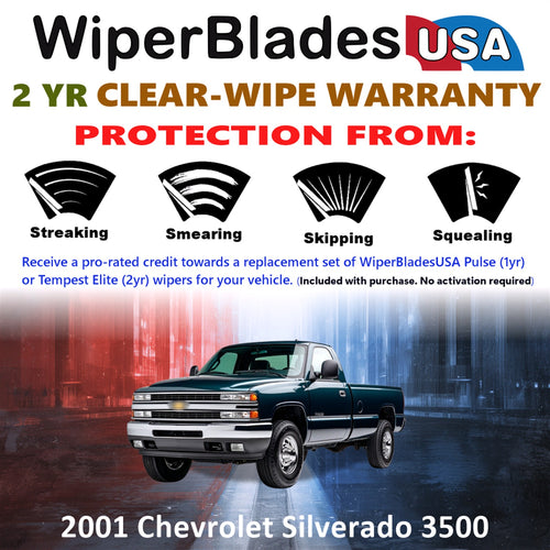 2001 Chevrolet Silverado 3500 Front Wiper blades Set  Includes 2yr Wear Warranty & Free Delivery