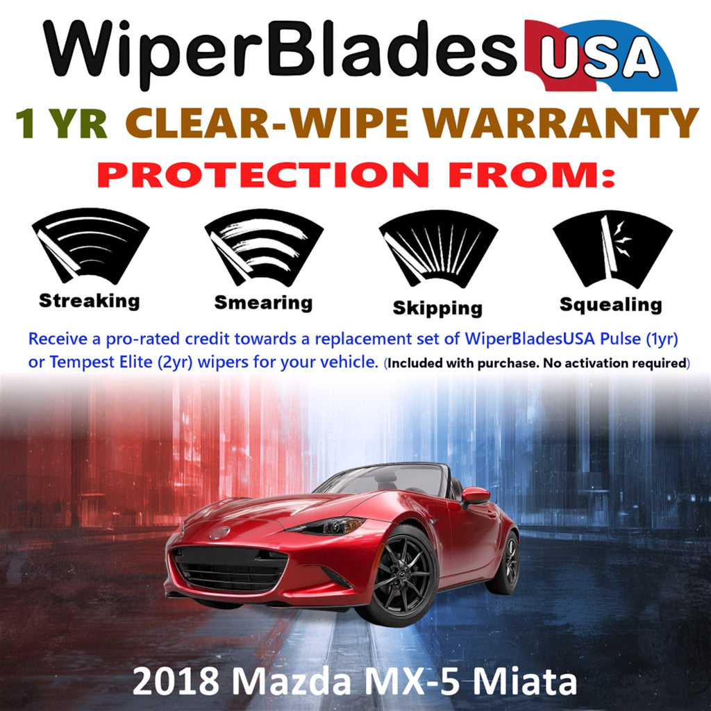 2018 Mazda MX-5 Miata Front Wiper blades Set Includes 1yr Wear Warranty & Free Delivery