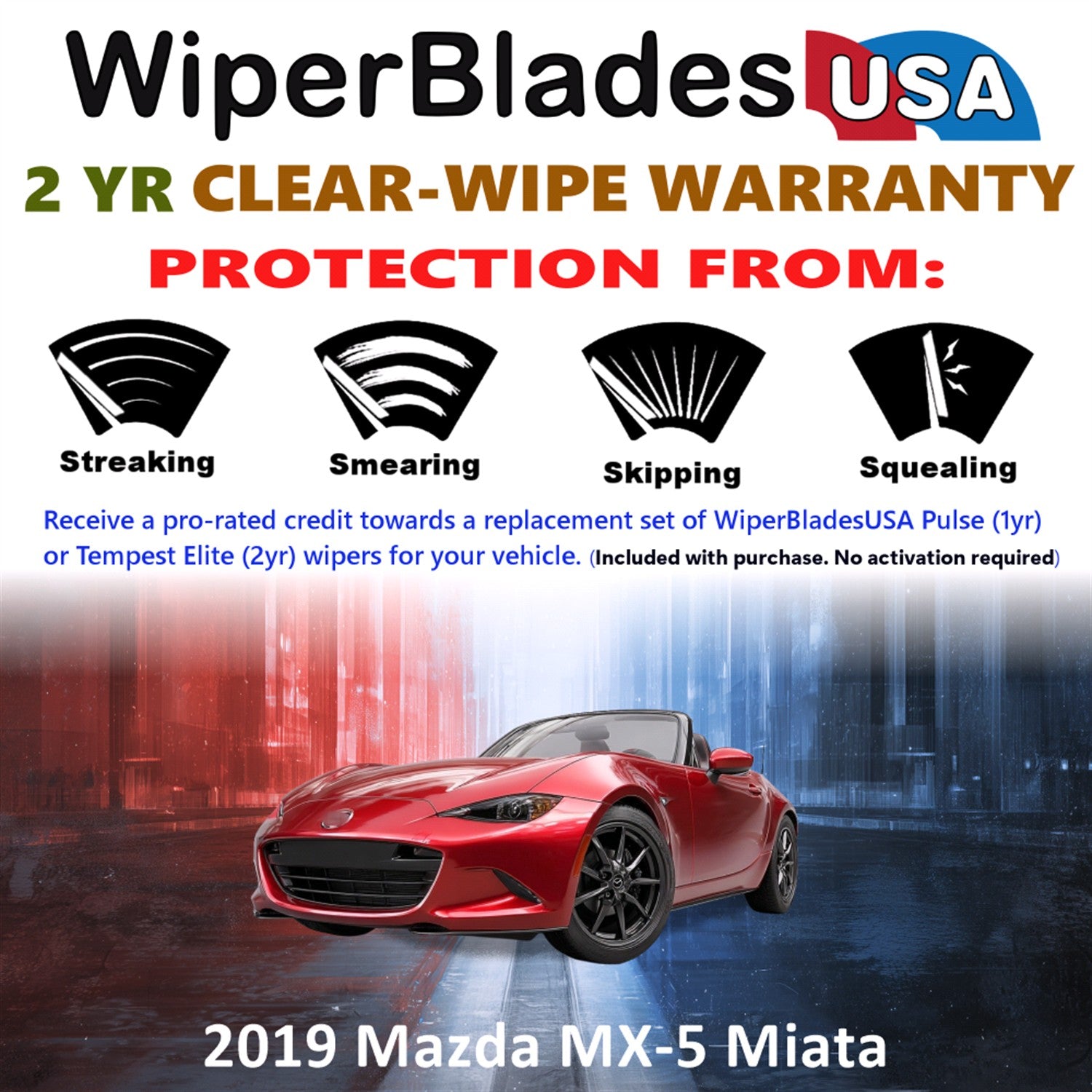 2019 Mazda MX-5 Miata Front Wiper blades Set  Includes 2yr Wear Warranty & Free Delivery
