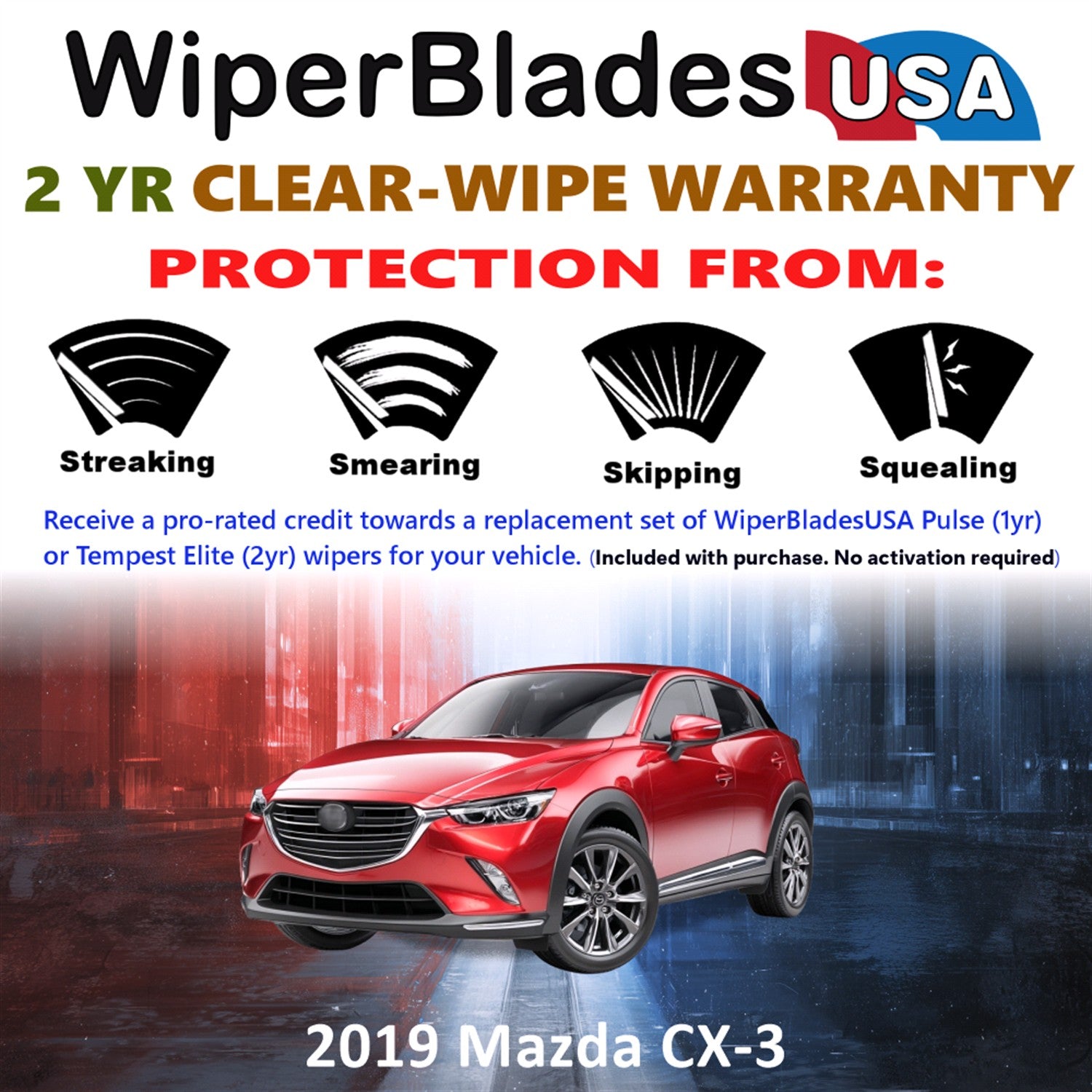 2019 Mazda CX-3 Front Wiper blades Set  Includes 2yr Wear Warranty & Free Delivery