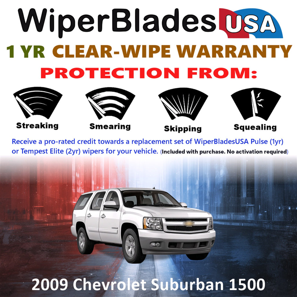 2009 Chevrolet Suburban 1500 Front Wiper blades Set Includes 1yr Wear Warranty & Free Delivery