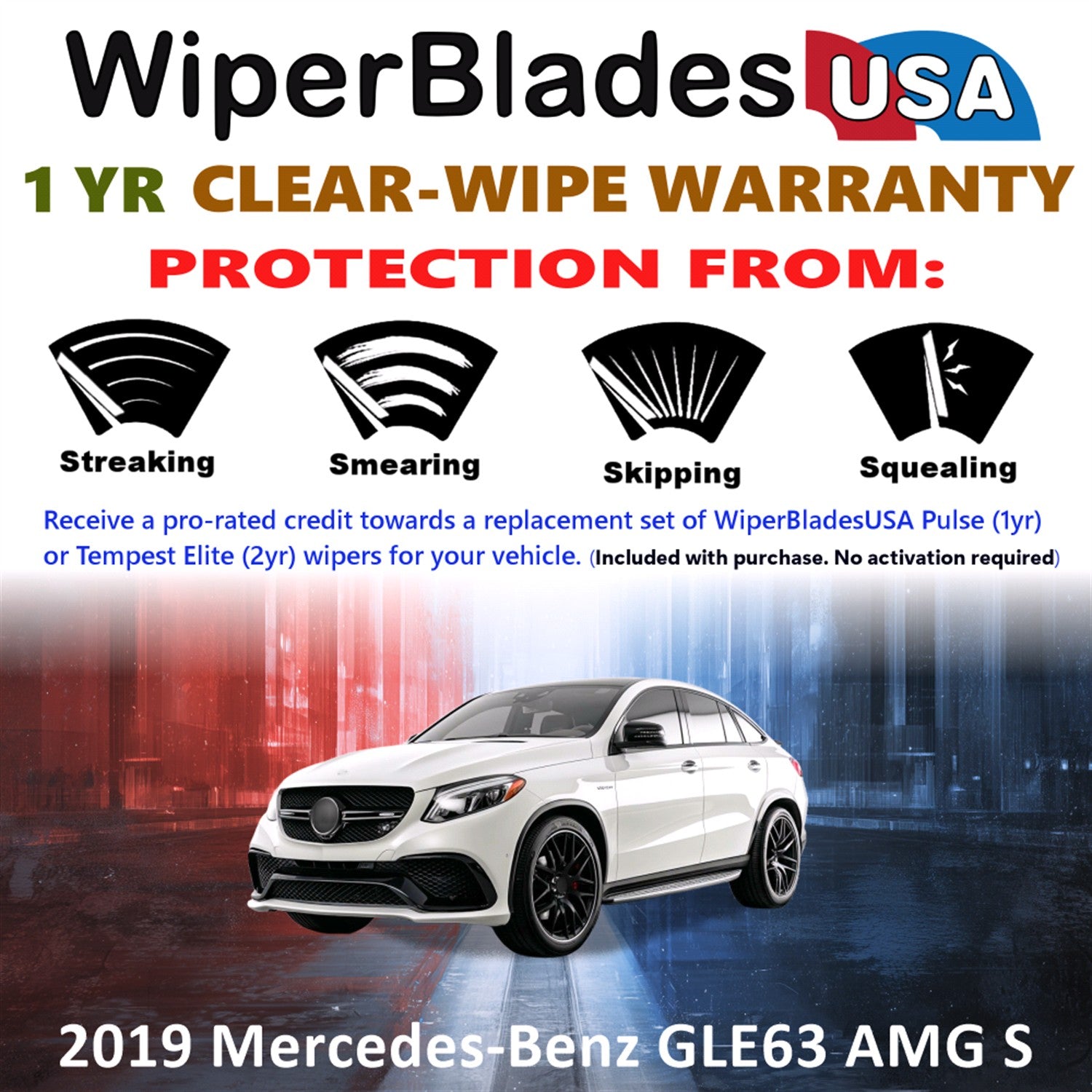 2019 Mercedes-Benz GLE63 AMG S Front w/Rear Wiper blades Set Includes 1yr Wear Warranty & Free Delivery