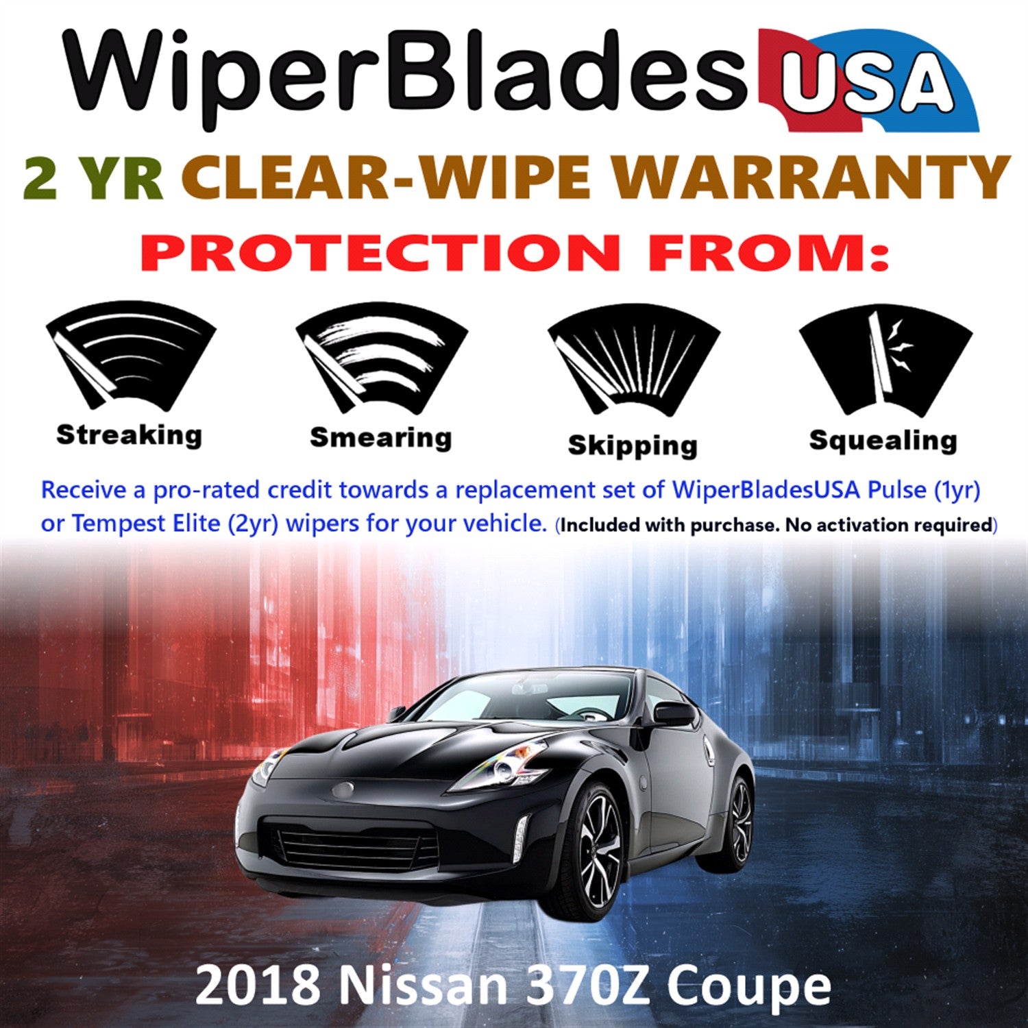 2018 Nissan 370Z Front Wiper blades Set  Includes 2yr Wear Warranty & Free Delivery