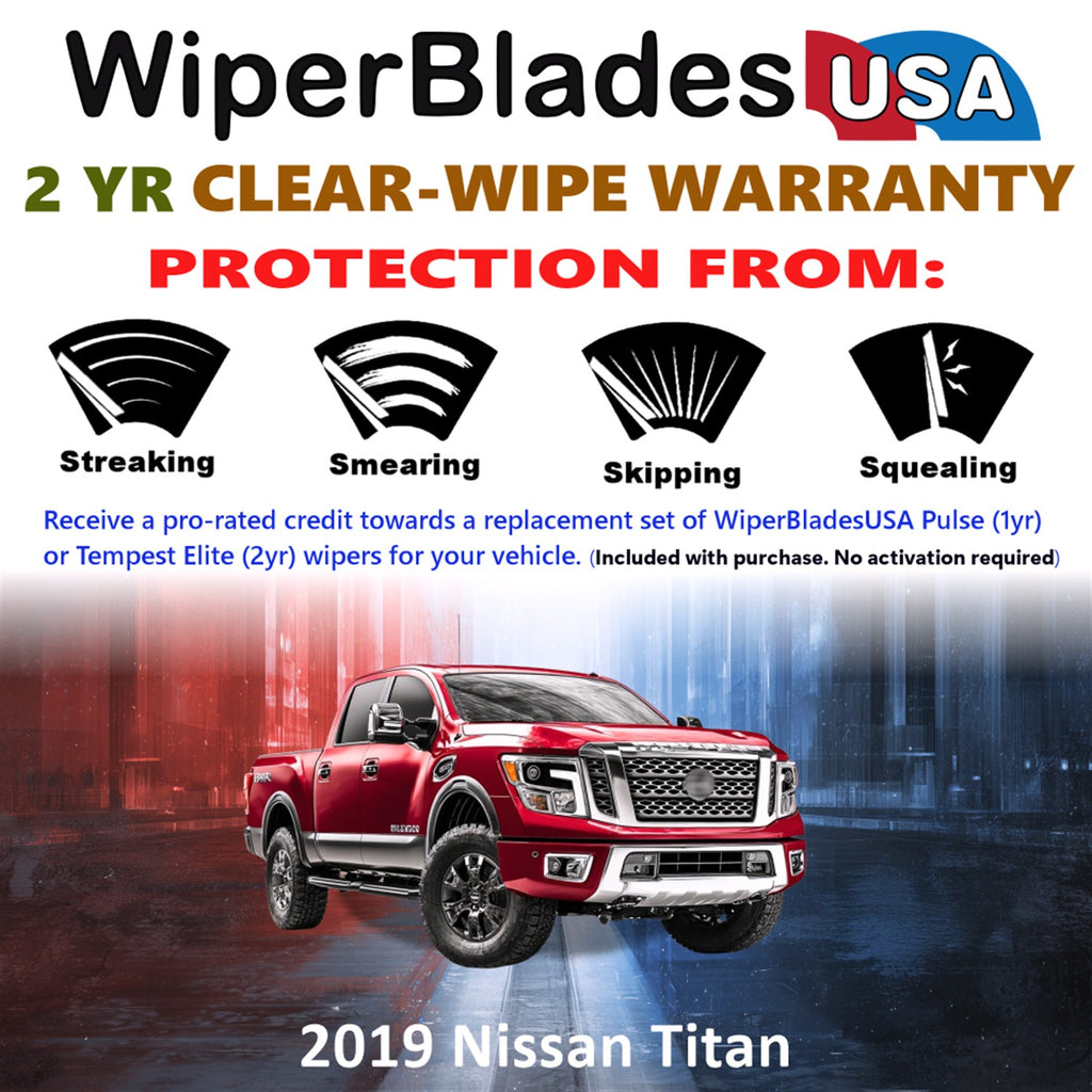 2019 Nissan Titan Front Wiper blades Set  Includes 2yr Wear Warranty & Free Delivery
