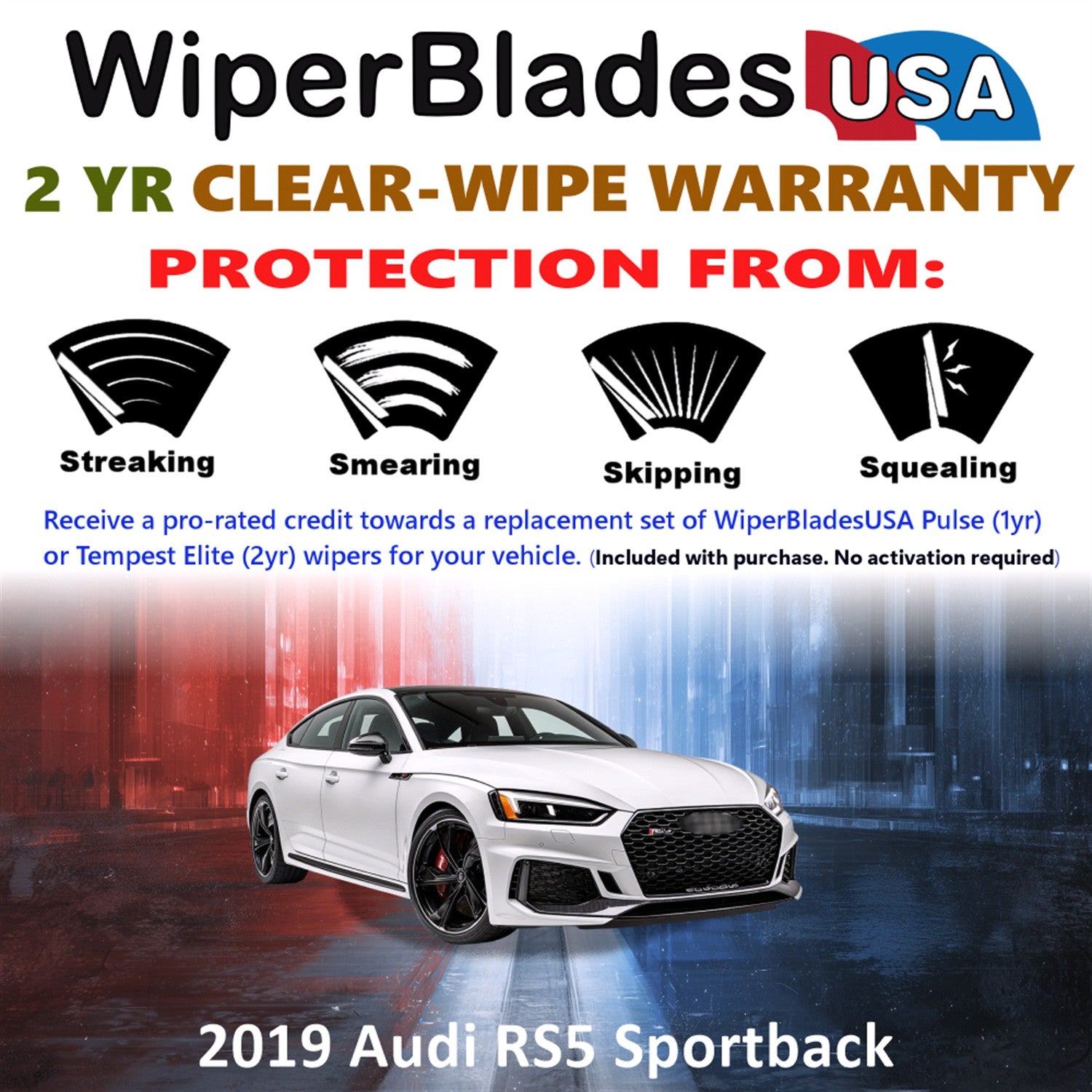 2019 Audi RS5 Sportback Front Wiper blades Set  Includes 2yr Wear Warranty & Free Delivery