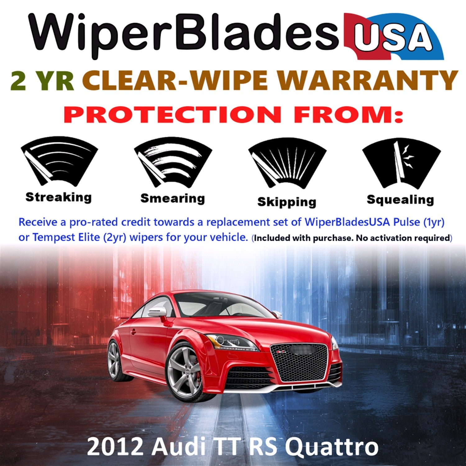 2012 Audi TT RS Quattro Front Wiper blades Set  Includes 2yr Wear Warranty & Free Delivery