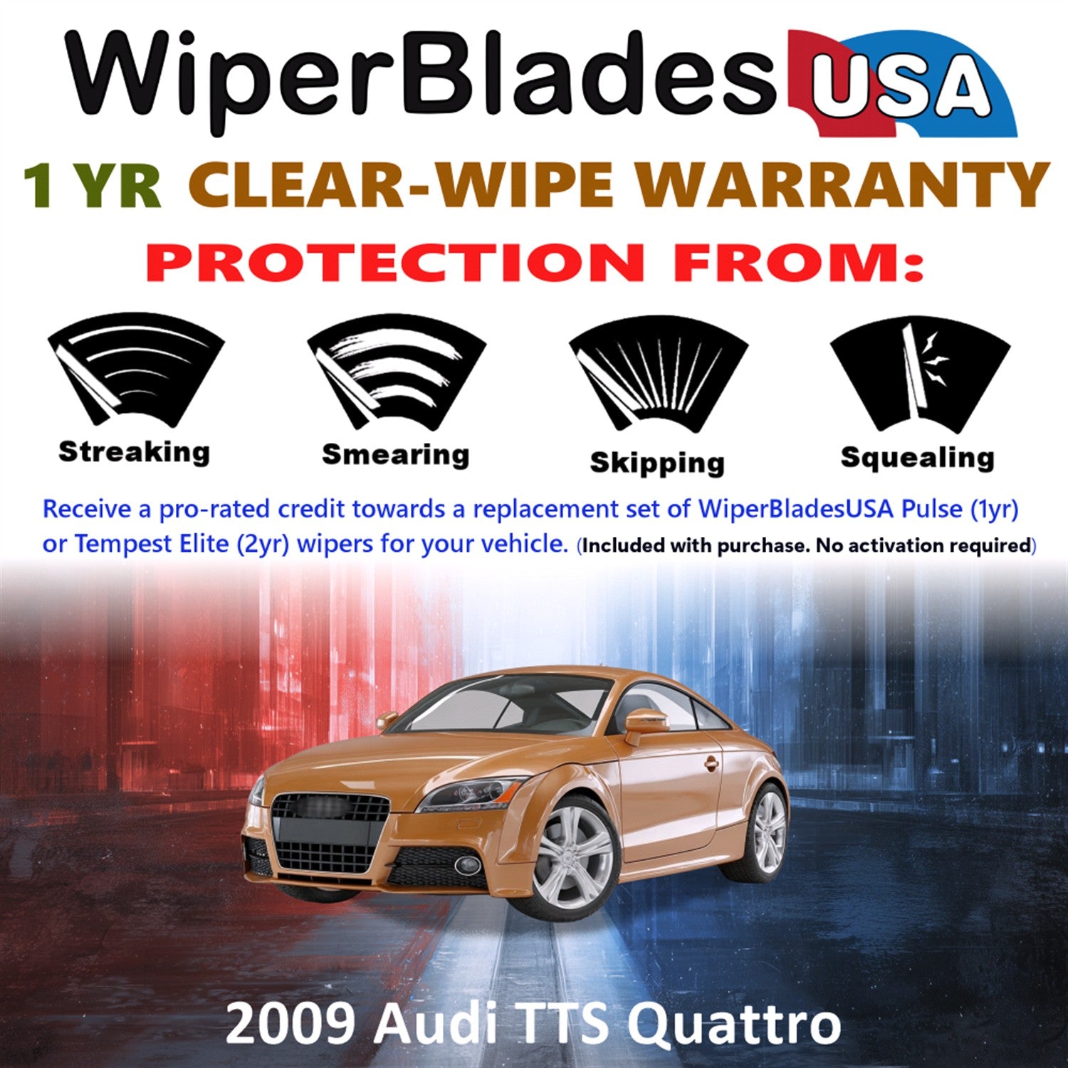 2009 Audi TTS Quattro Front Wiper blades Set Includes 1yr Wear Warranty & Free Delivery
