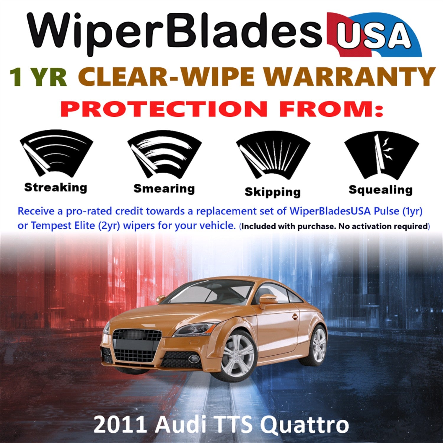 2011 Audi TTS Quattro Front Wiper blades Set Includes 1yr Wear Warranty & Free Delivery