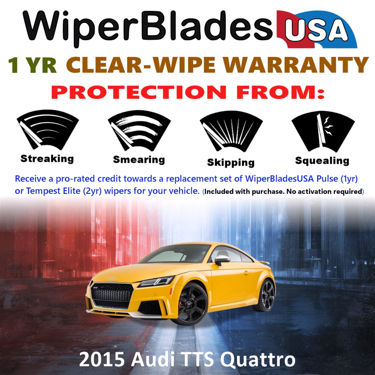 2015 Audi TTS Quattro Front Wiper blades Set Includes 1yr Wear Warranty & Free Delivery