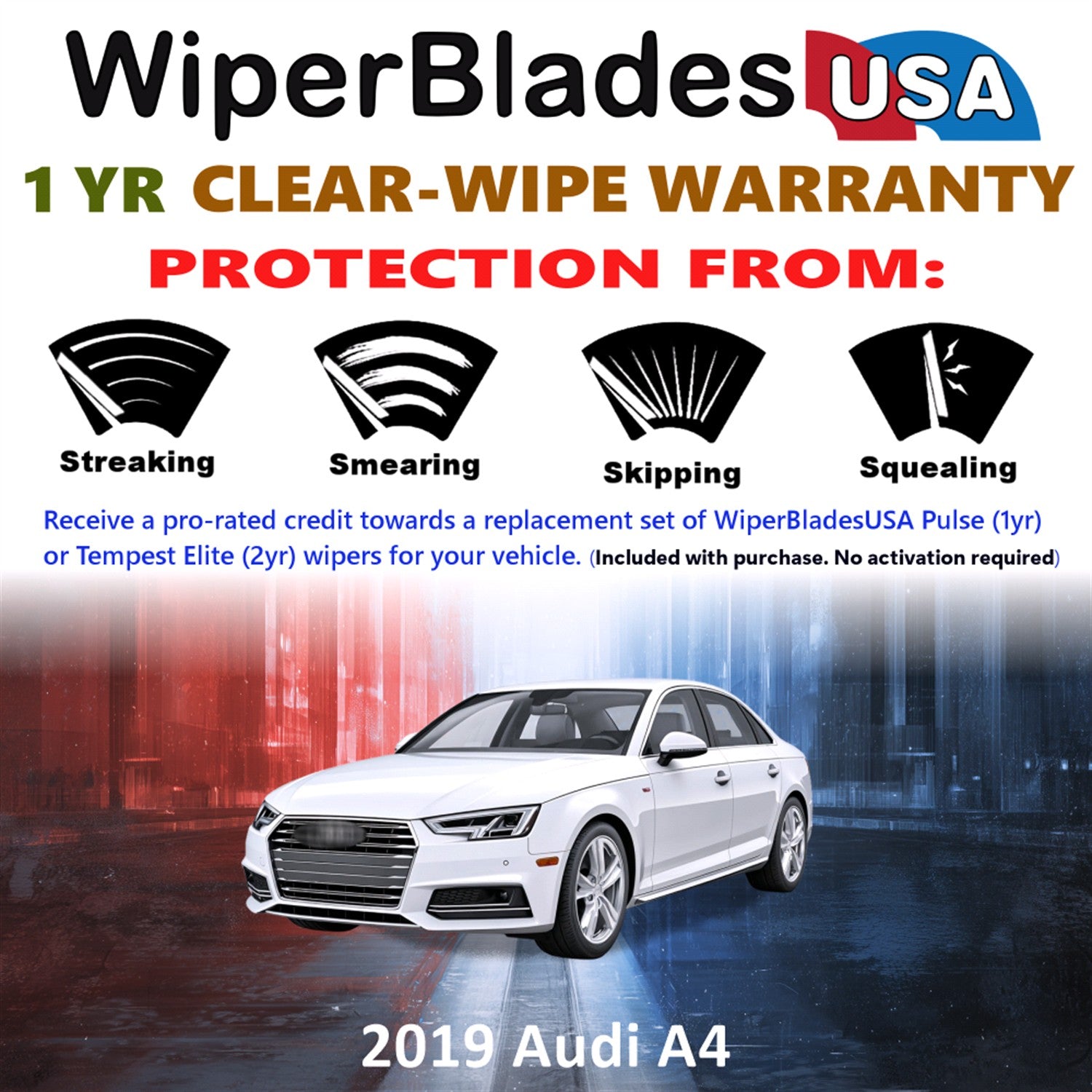 2019 Audi A4 Front Wiper blades Set Includes 1yr Wear Warranty & Free Delivery