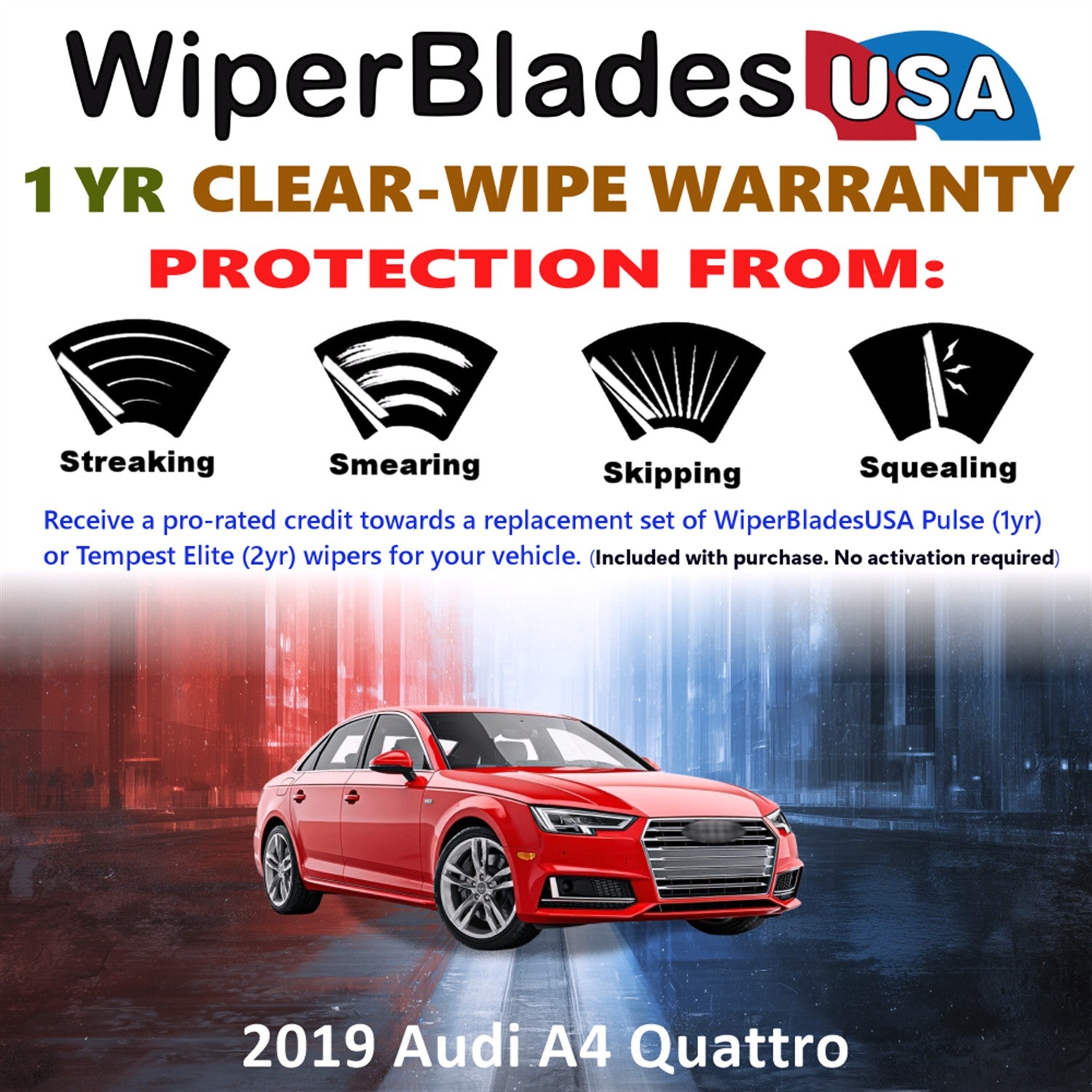 2019 Audi A4 Quattro Front Wiper blades Set Includes 1yr Wear Warranty & Free Delivery