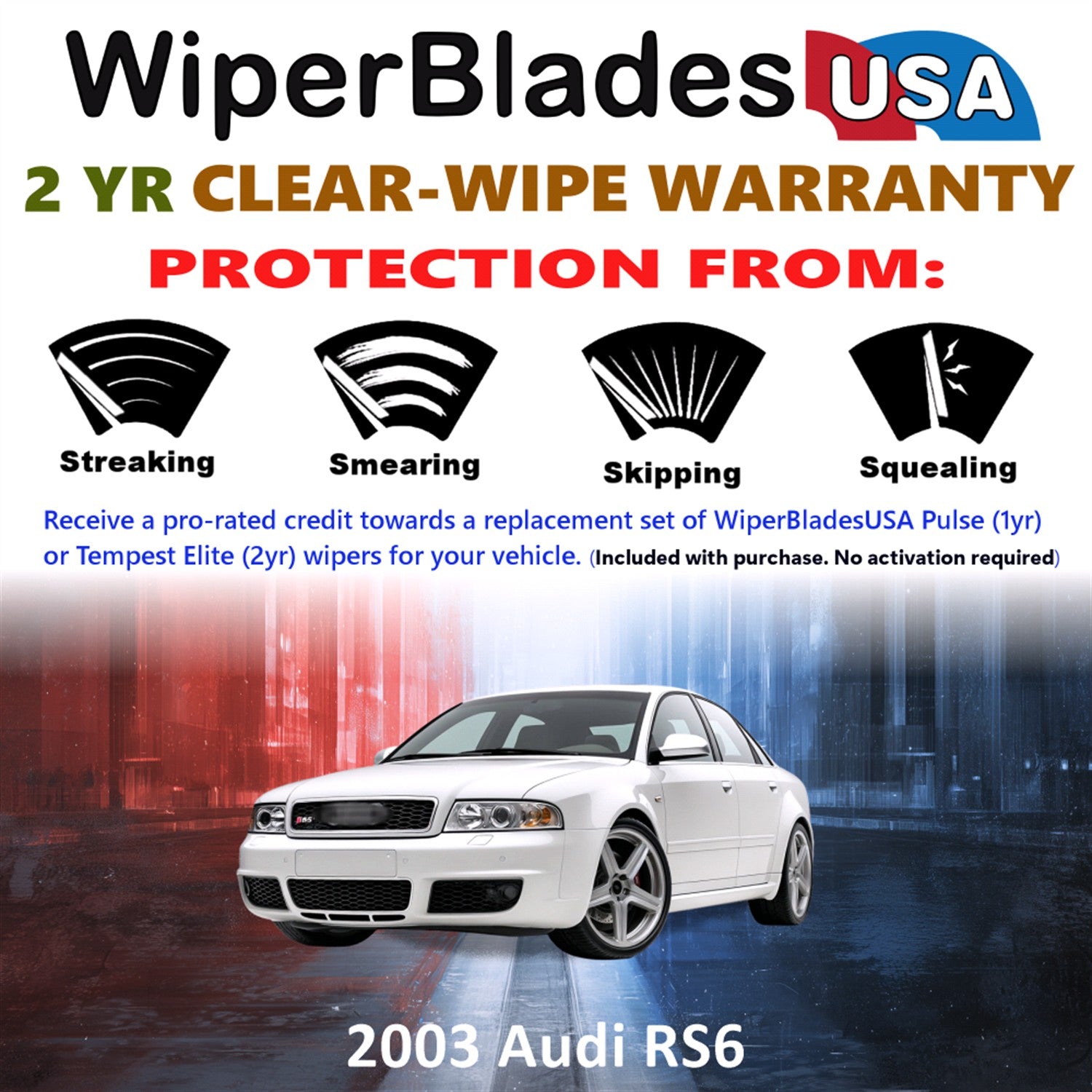 2003 Audi RS6 Front Wiper blades Set  Includes 2yr Wear Warranty & Free Delivery