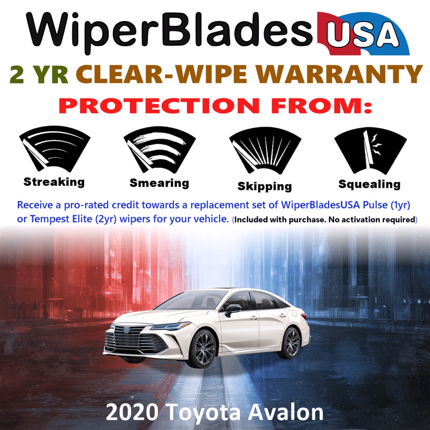 2020 Toyota Avalon Front Wiper blades Set  Includes 2yr Wear Warranty & Free Delivery