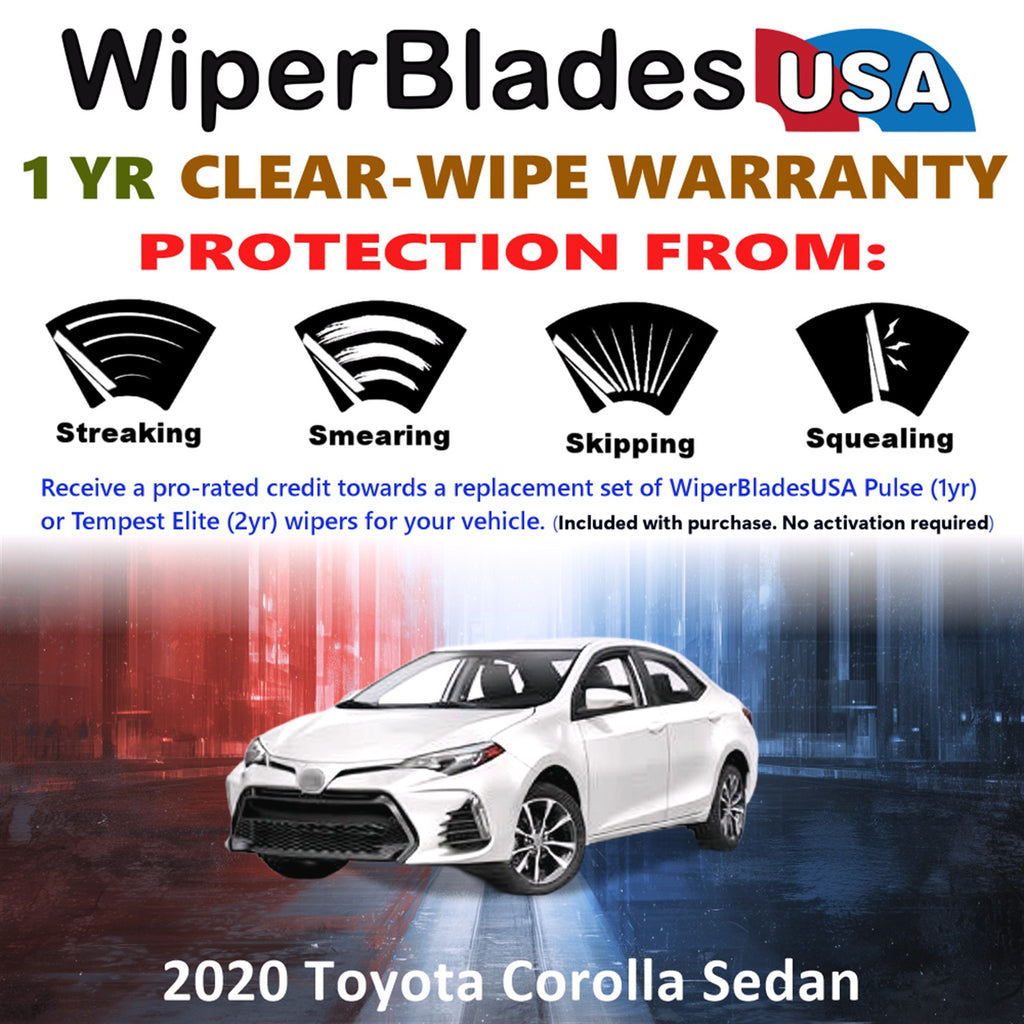 2020 Toyota Corolla Front Wiper blades Set Includes 1yr Wear Warranty & Free Delivery