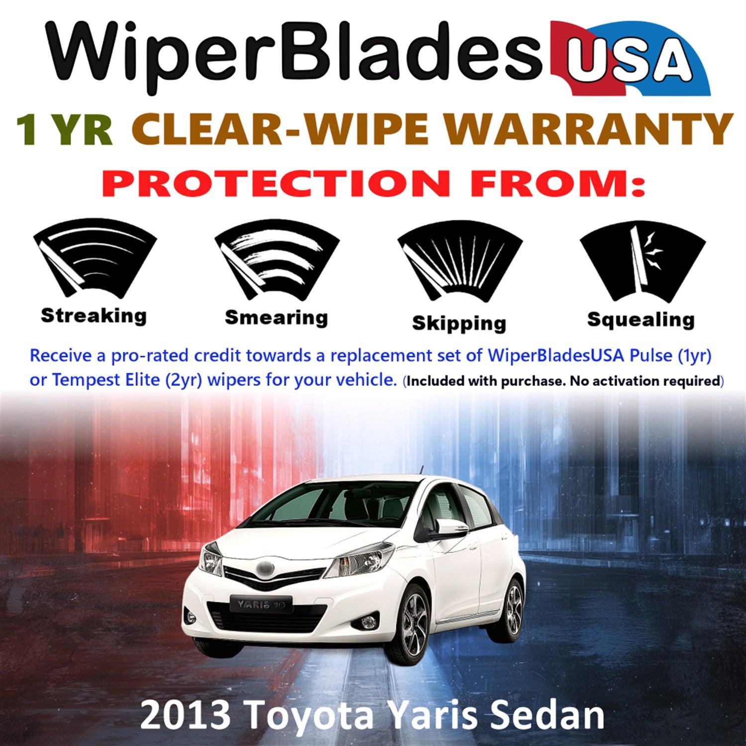 2013 Toyota Yaris Front Wiper blades Set Includes 1yr Wear Warranty & Free Delivery